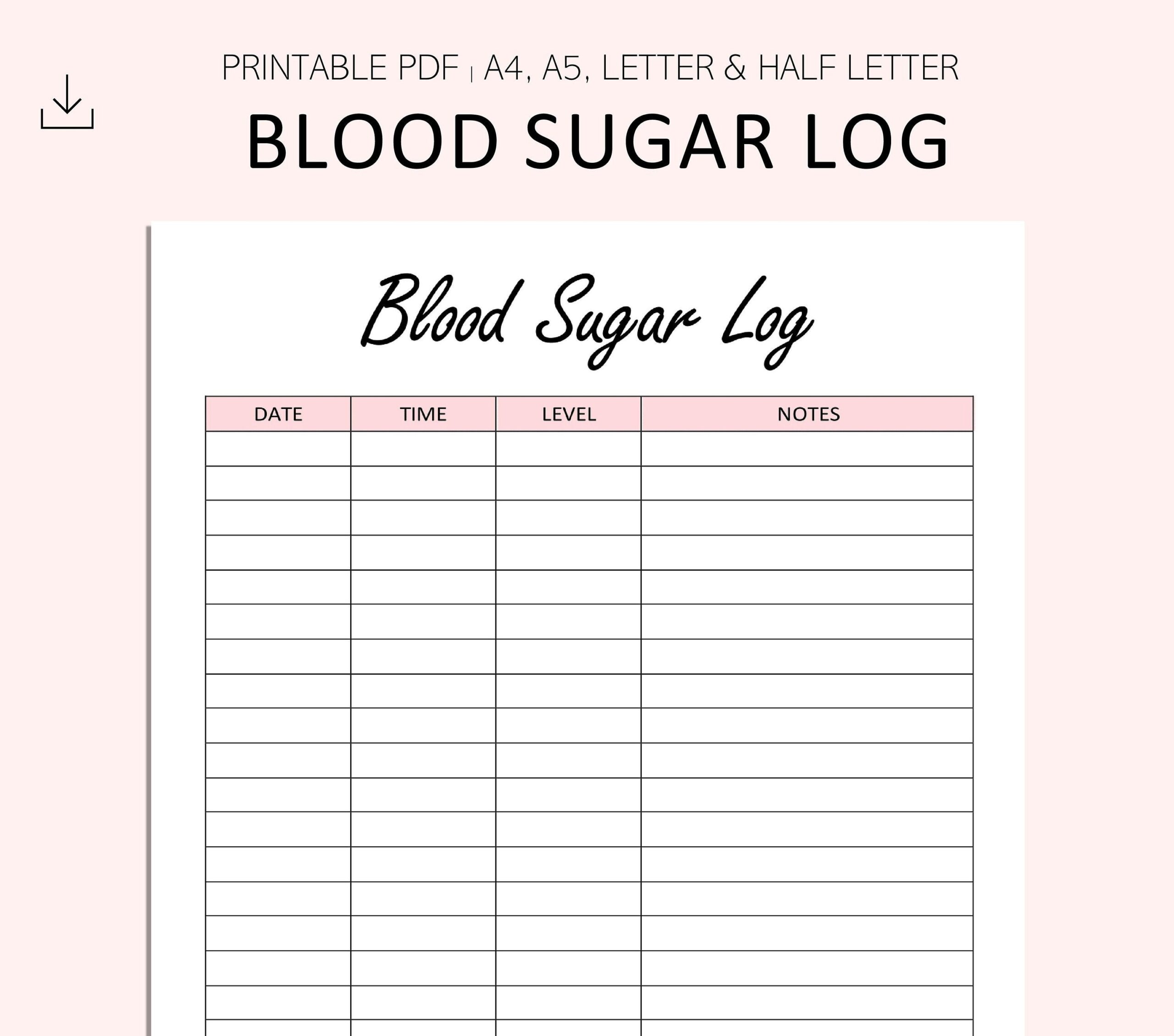 Blood Sugar Chart Printable Free
