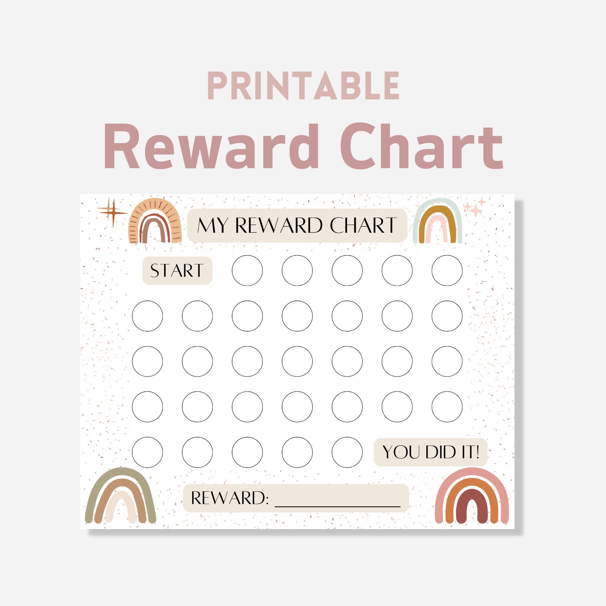 Boho Rainbow Reward Chart Printable Sticker Chart Rainbow Chart Routine Chart Chore Chart Kids Behavior Chart Preschool Reward Chart Etsy