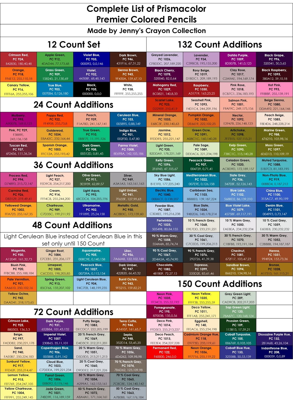 Printable Prismacolor Color Chart Printable Prismacolor Color Chart