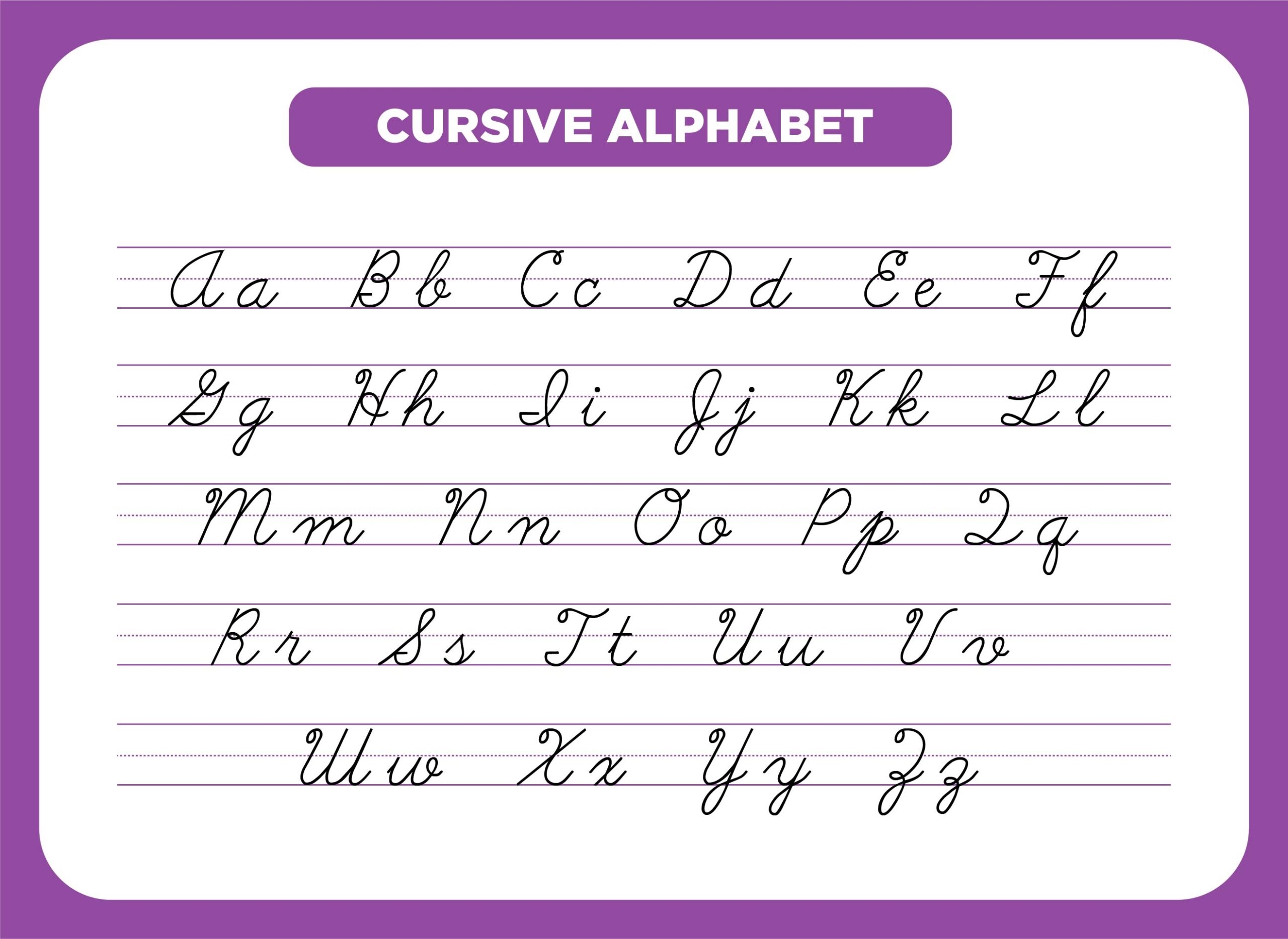 Cursive Alphabet Chart Printable Free