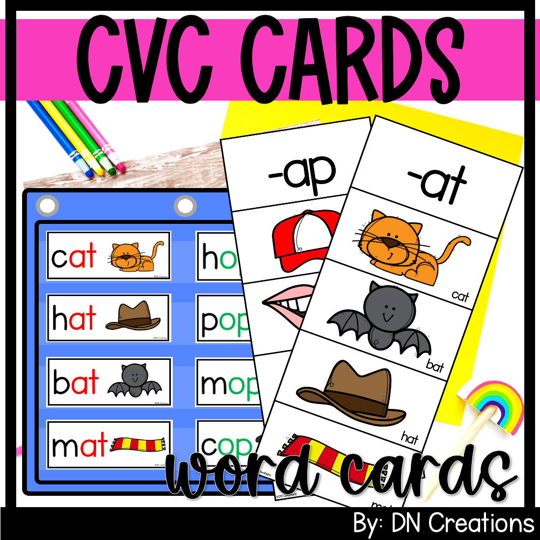 CVC Cards For Pocket Chart L CVC Reading Strips For Science Of Reading Short Vowel Word Family Reading Cards Classful