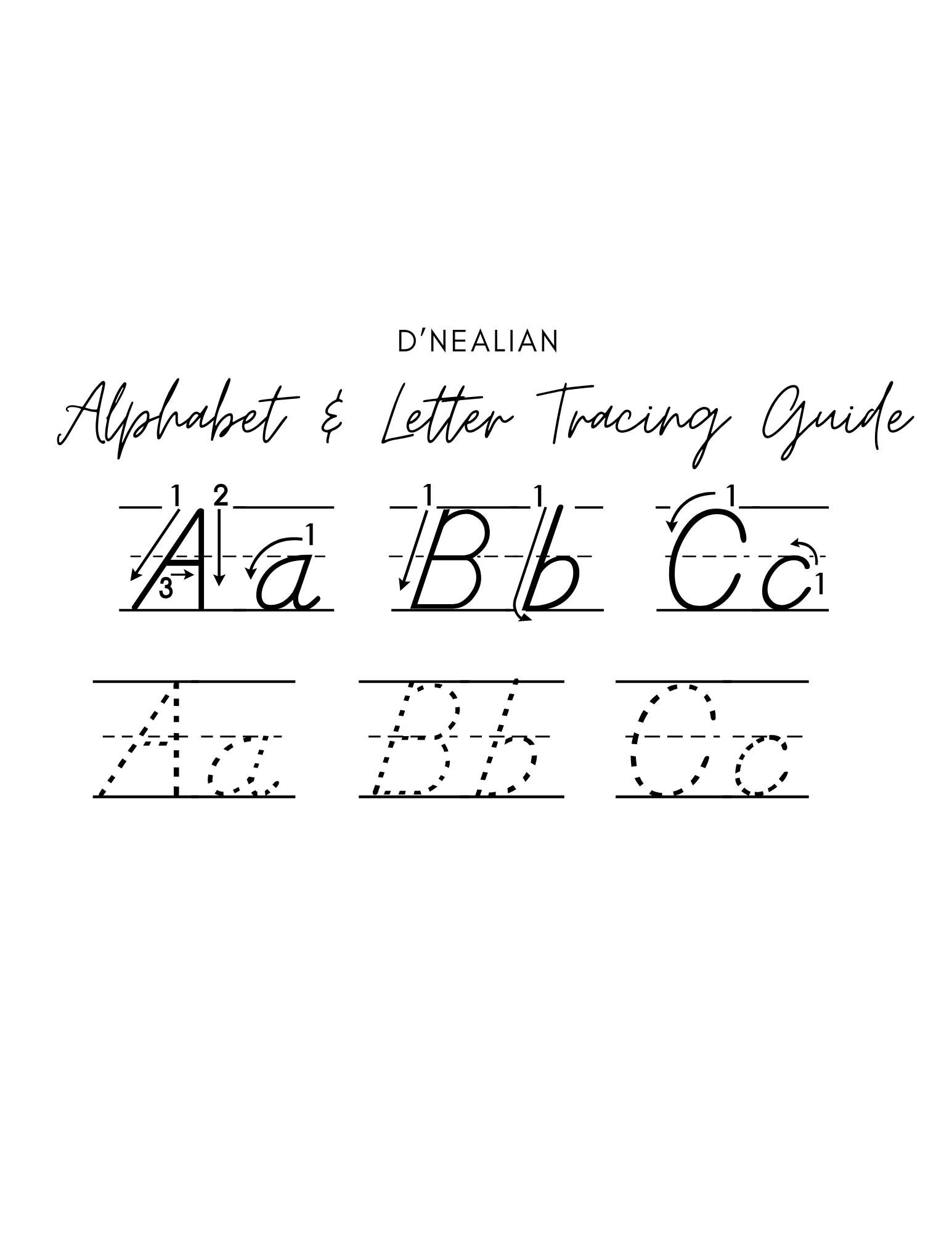 D nealian Alphabet Tracing Guide Etsy