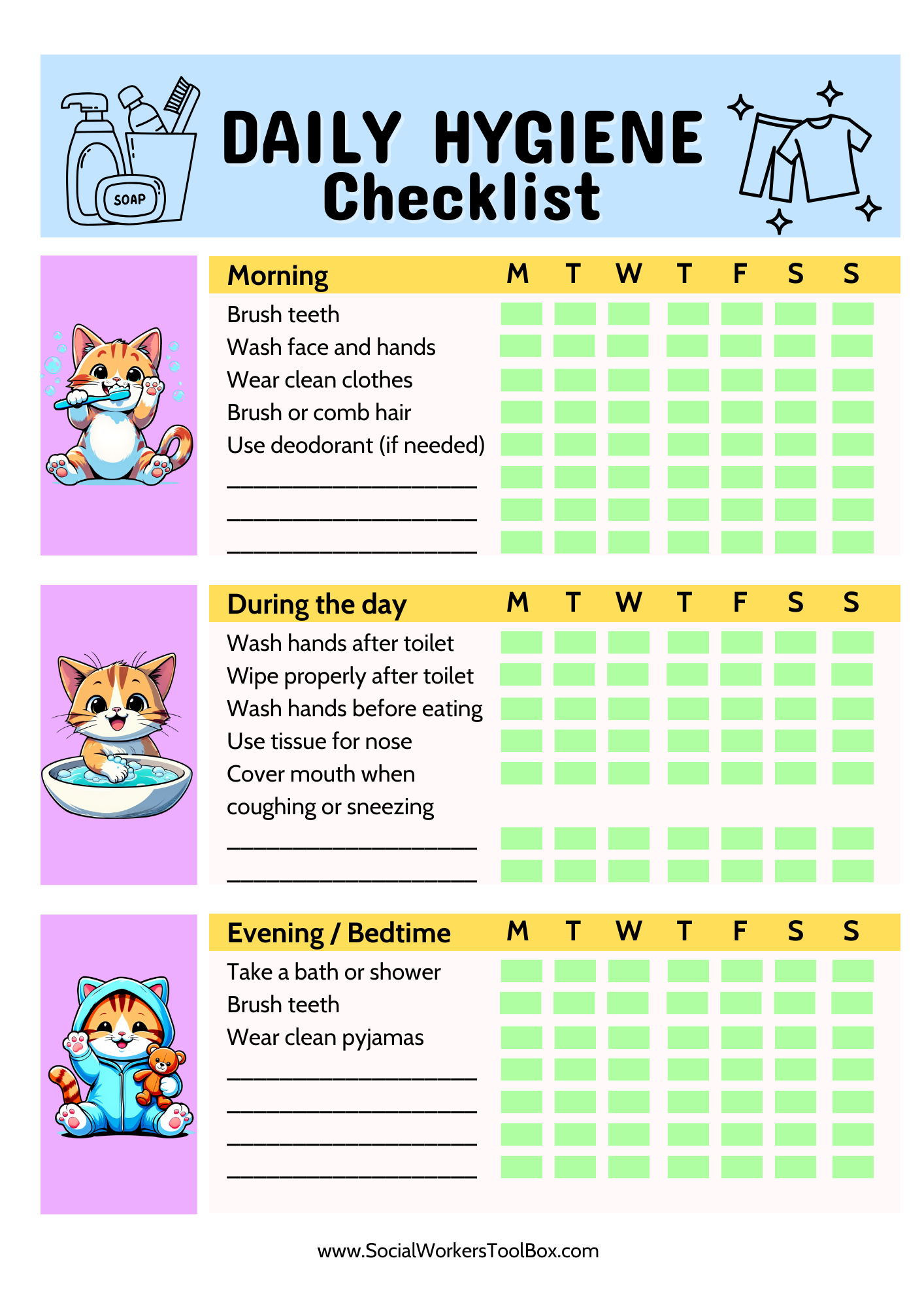 Daily Hygiene Checklist For Children Printable Hygiene Routine Chart For Kids Free Social Work Tools And Resources SocialWorkersToolbox Daily Hygiene Checklist For Children Printable Hygiene Routine Chart For Kids Free Social Work Tools And Resources SocialWorkersToolbox