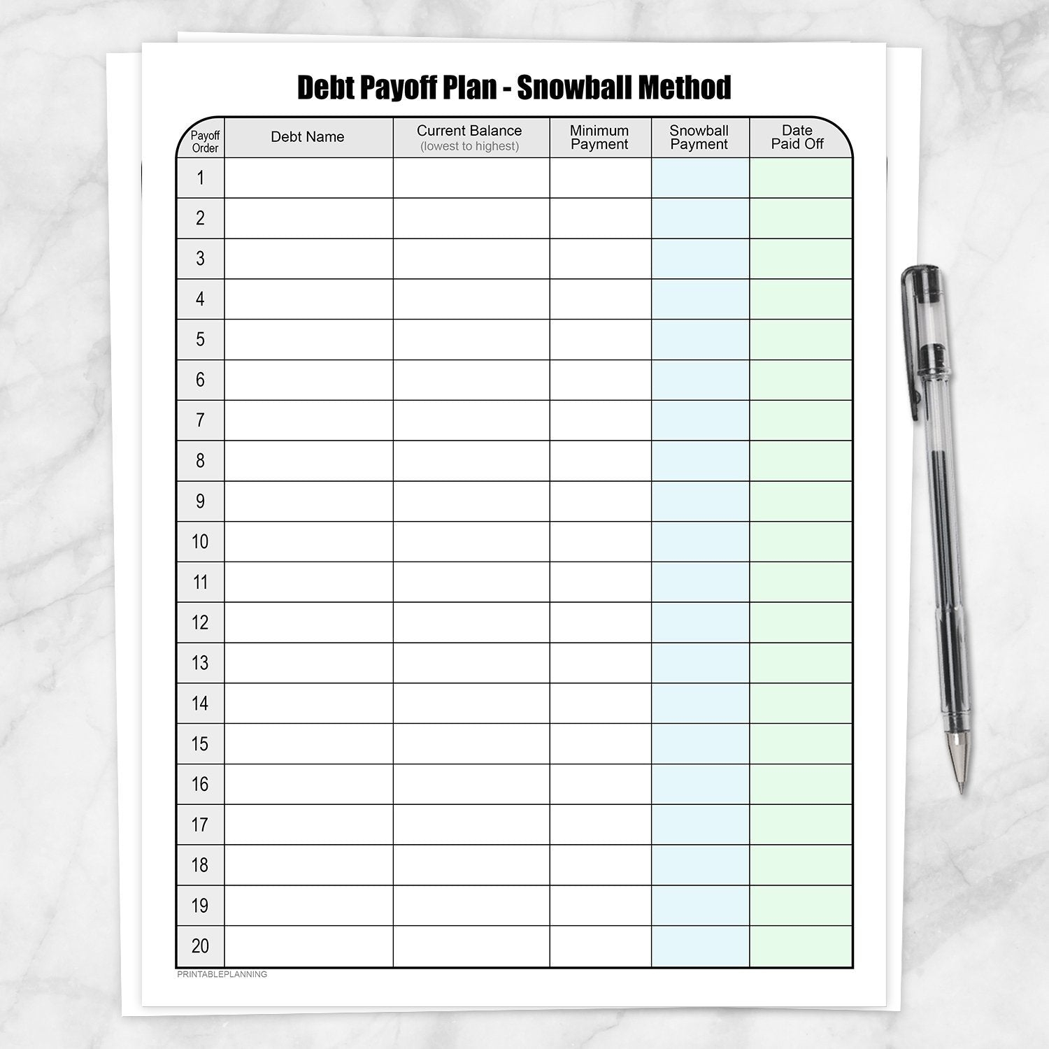 Debt Payoff Plan Chart Debt Snowball Method Printable At Worksheets Library