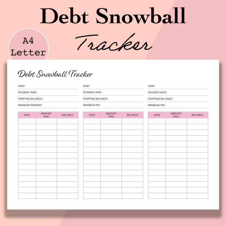 Debt Snowball Tracker Printable Debt Free Chart Debt Payoff Worksheet Debt Payment Debt Progress Journal A4 Letter Digital Download Etsy UK