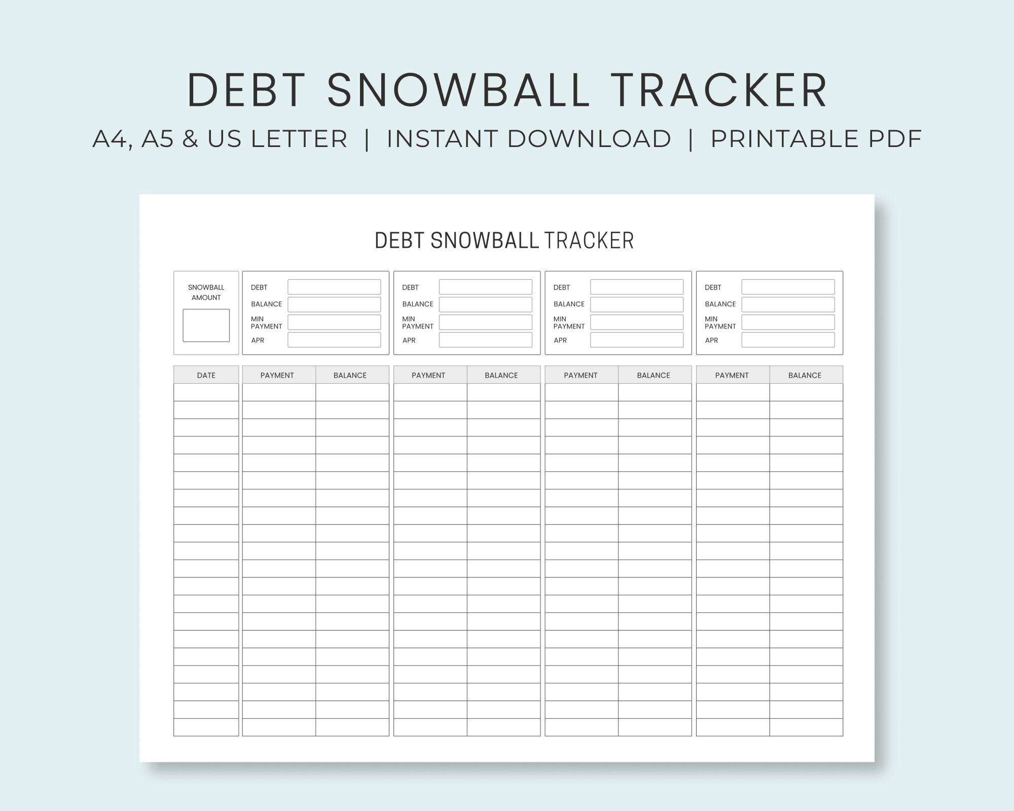 Debt Snowball Tracker Printable Debt Payment Worksheet Debt 