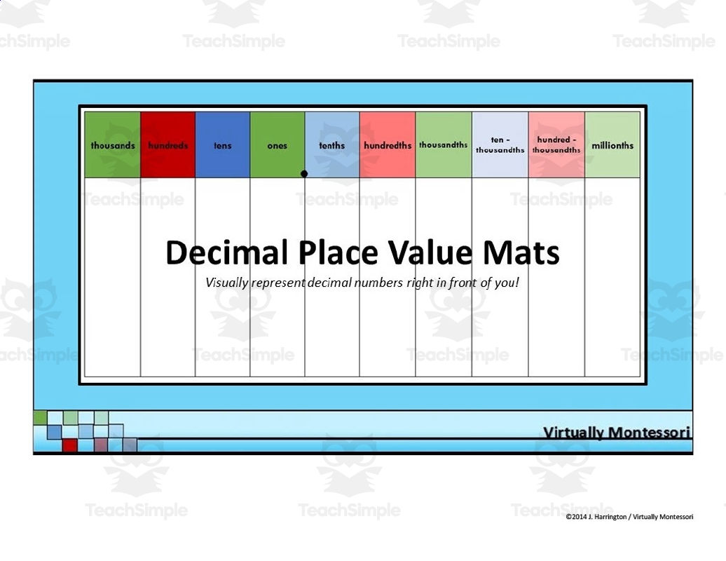 Decimal Place Value Charts Mats Sheets By Teach Simple Decimal Place Value Charts Mats Sheets By Teach Simple