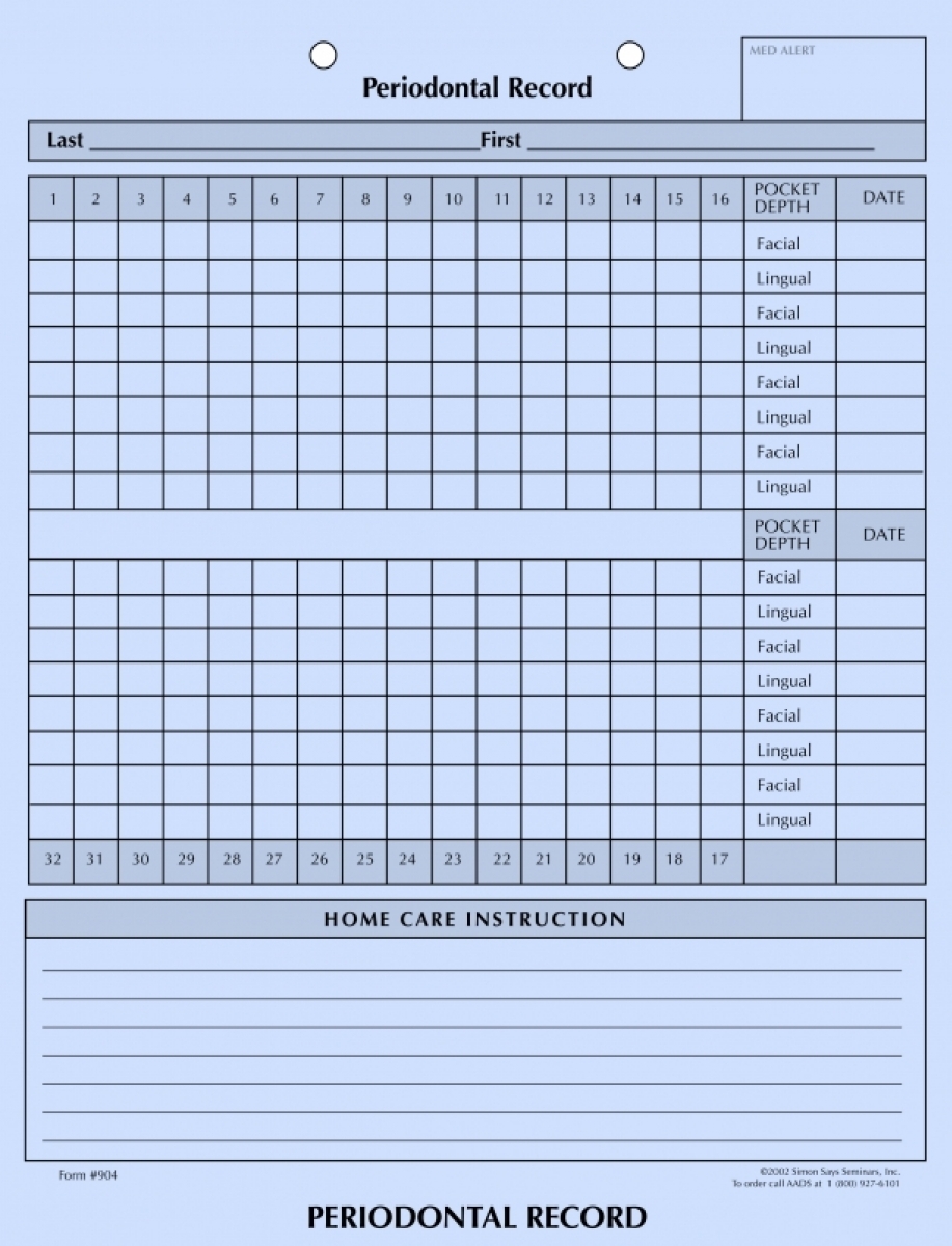 Printable Dental Record Chart