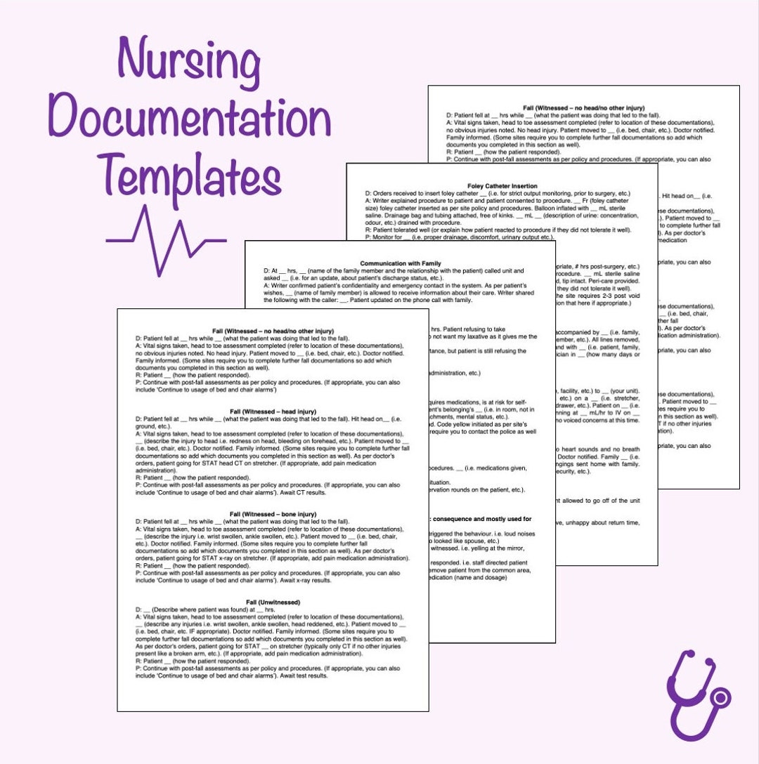 Documentation Templates For Nursing Etsy Documentation Templates For Nursing Etsy