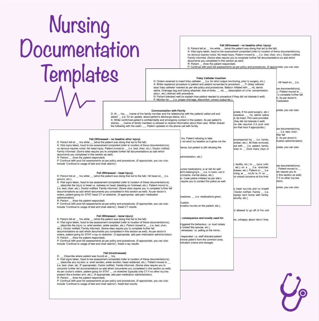 Documentation Templates For Nursing Etsy Documentation Templates For Nursing Etsy