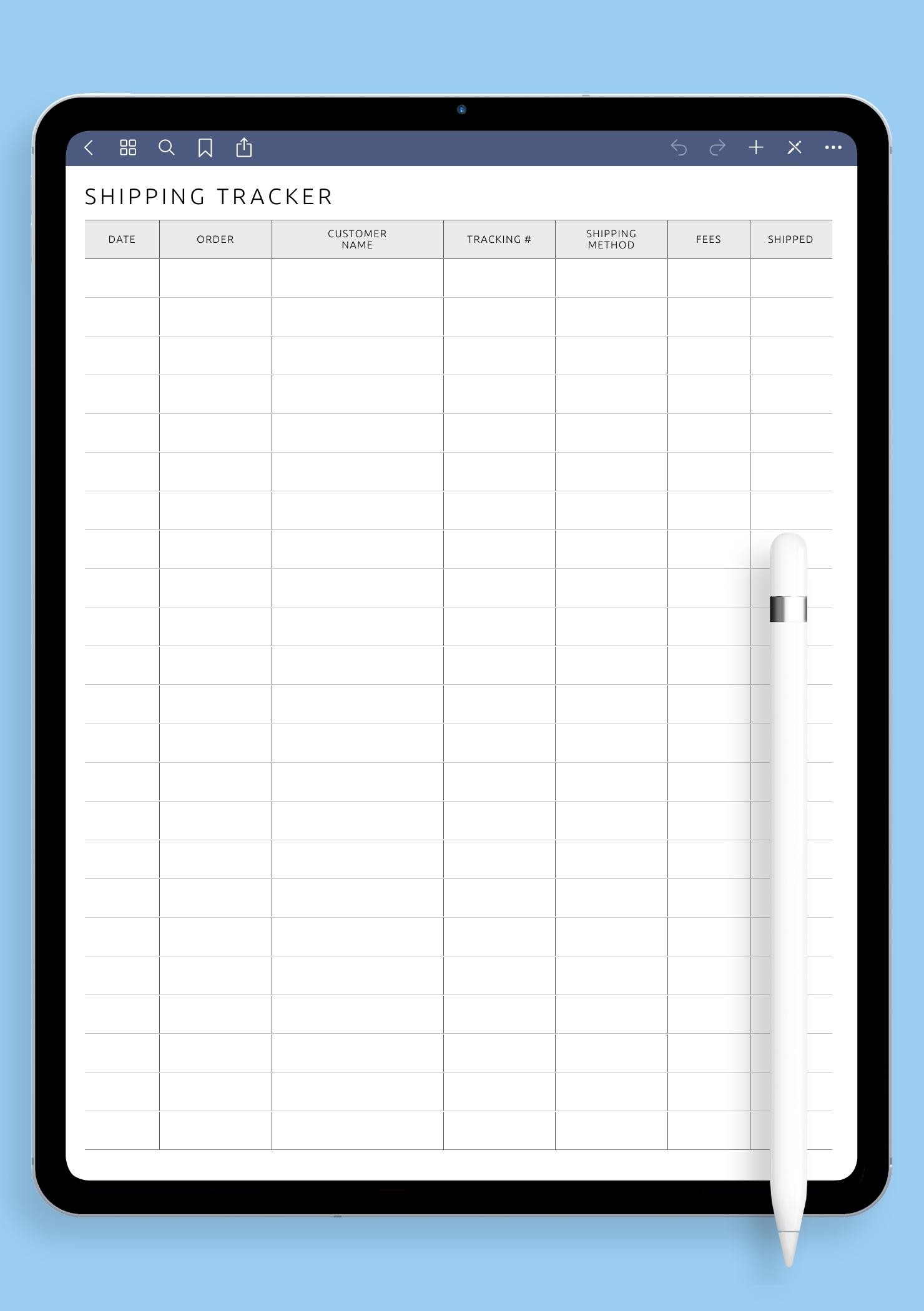 Download Printable Blank Shipping Tracker Template PDF