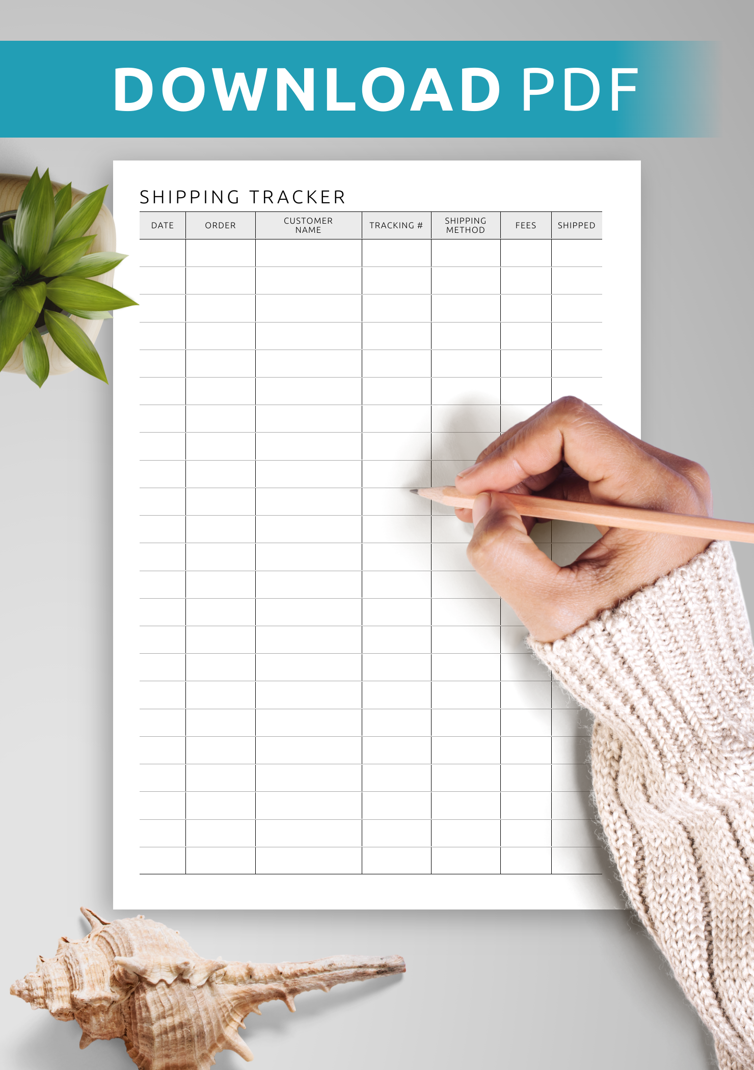 Blank Printable Shipping Chart Template