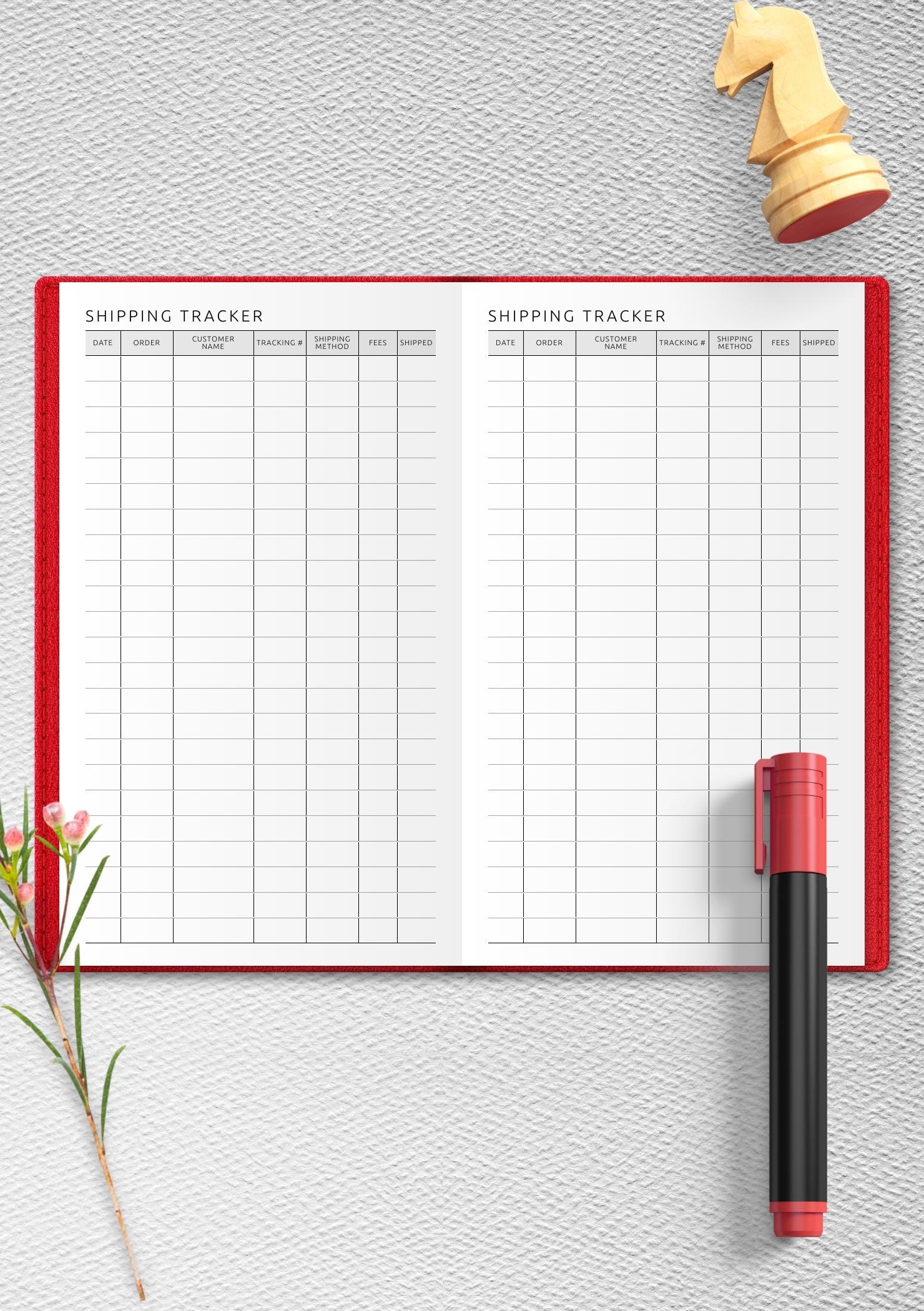 Download Printable Blank Shipping Tracker Template PDF