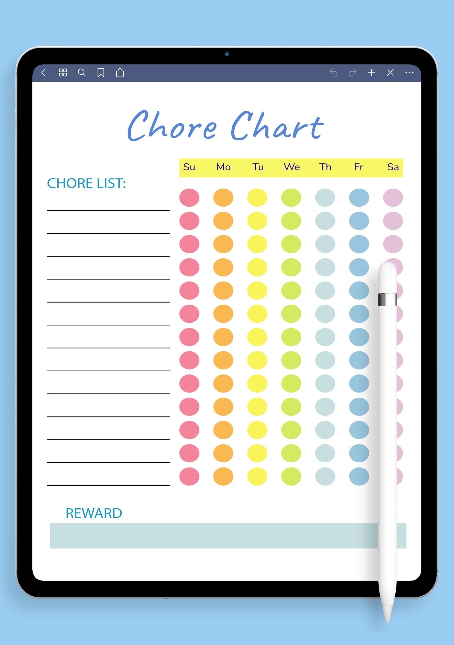 Free Printable Template Weekly Reward Chart