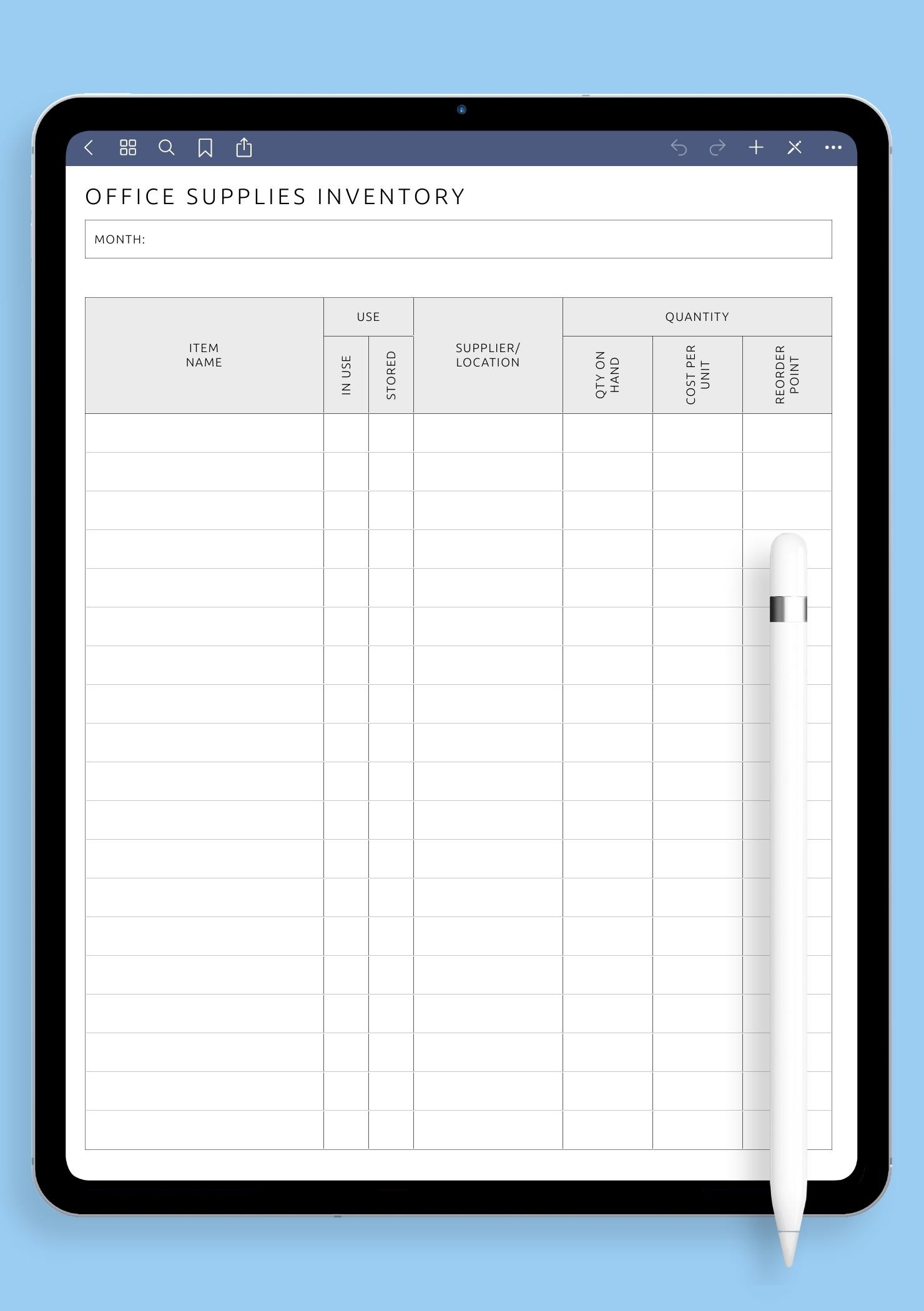 Inventory Chart Template Inventory Chart Template