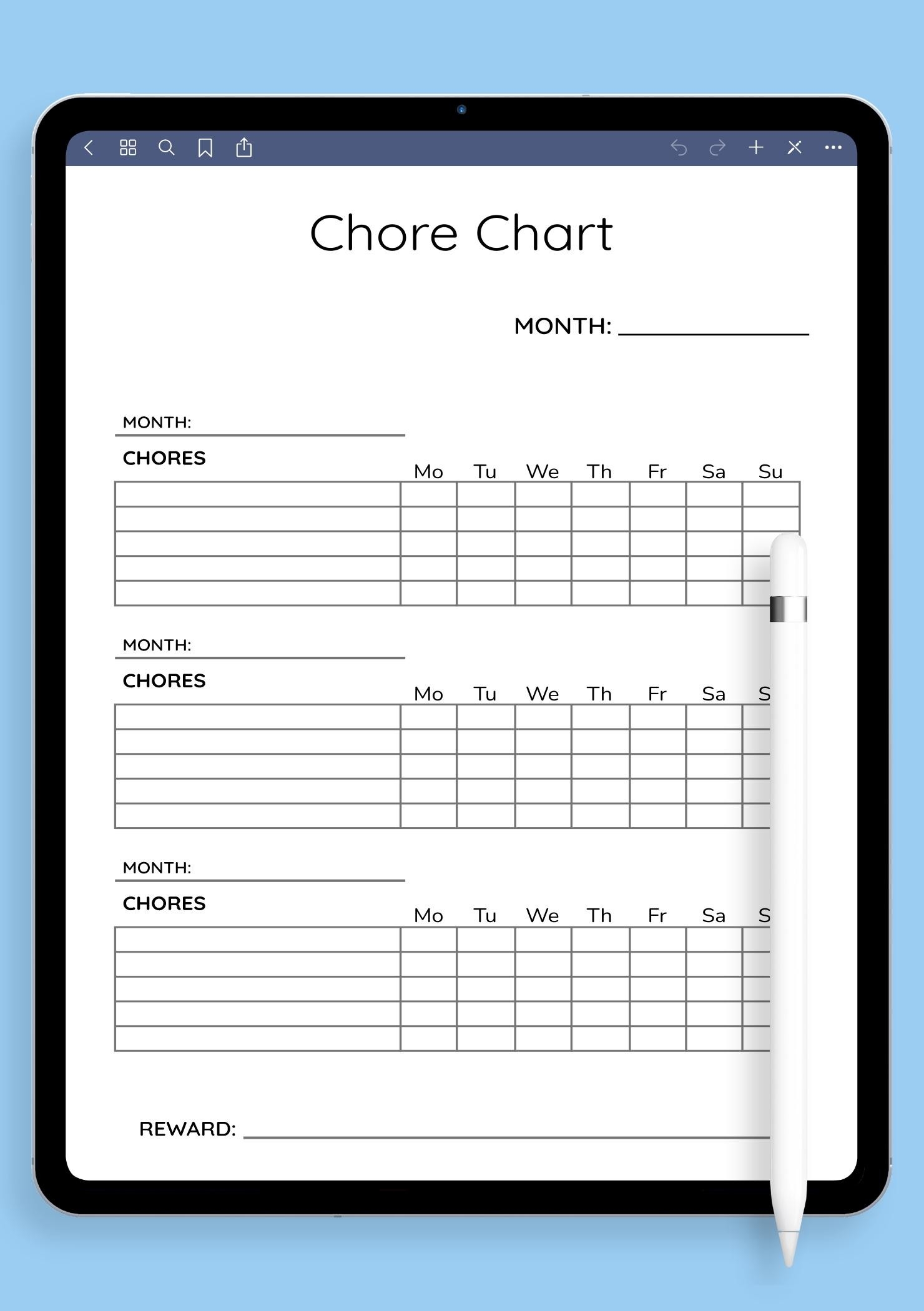 Free Printable Chore Chart Template