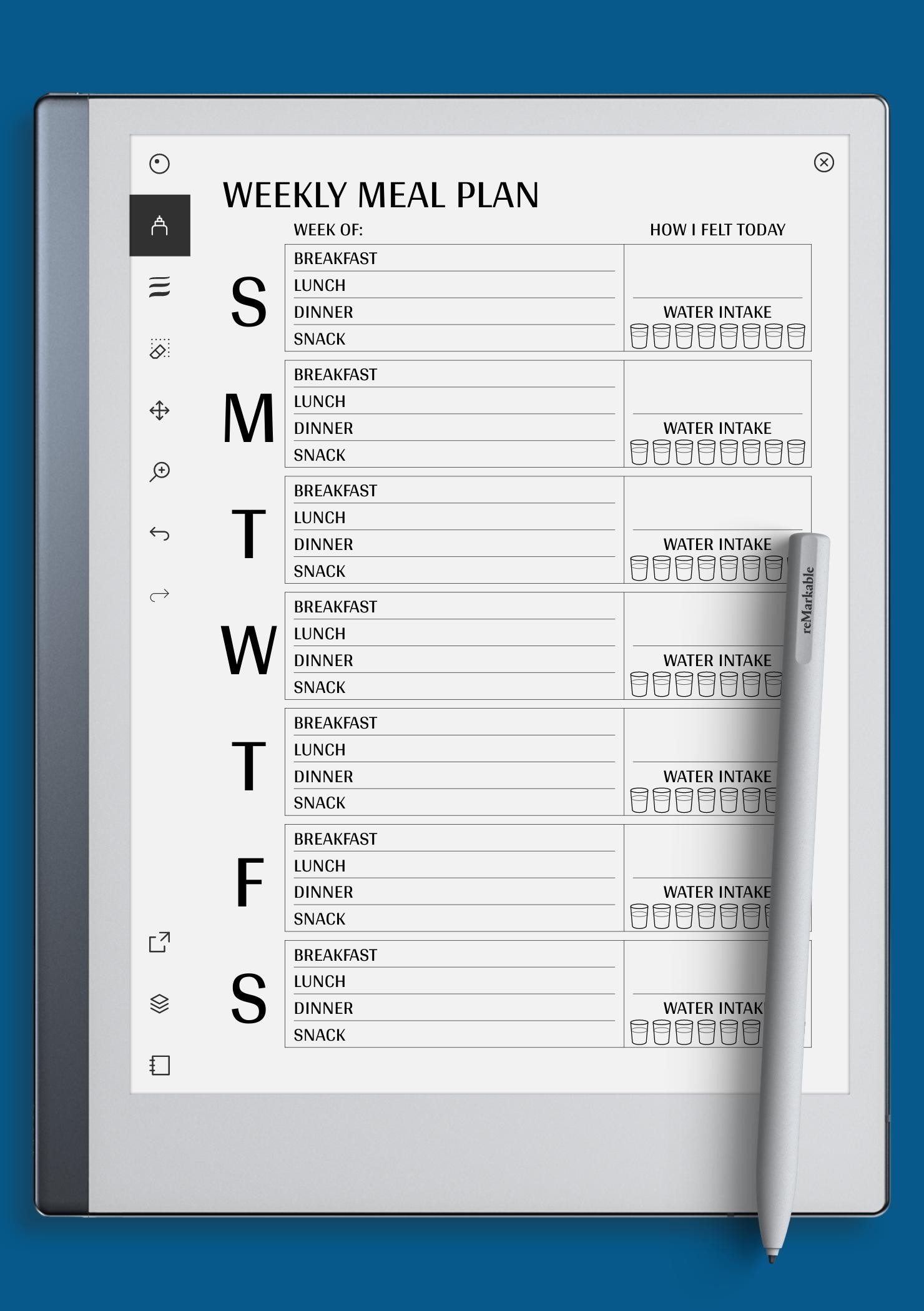 Download Printable Weekly Meal Plan Template PDF