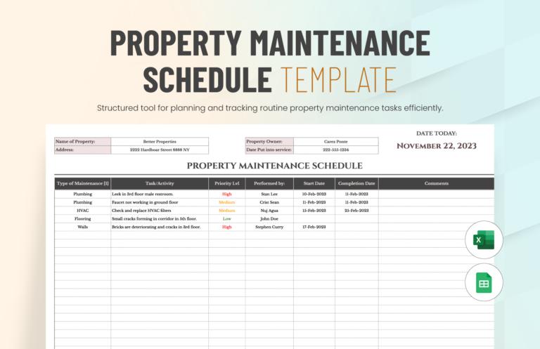 Editable Maintenance Schedule Templates In Excel To Download