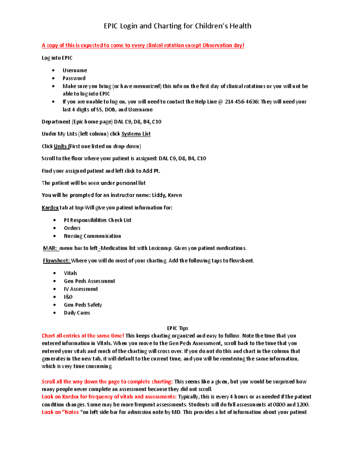 EPIC Charting Help Sheet Spring 2022 EPIC Login And Charting For Children s Health A Copy Of This Studocu EPIC Charting Help Sheet Spring 2022 EPIC Login And Charting For Children s Health A Copy Of This Studocu