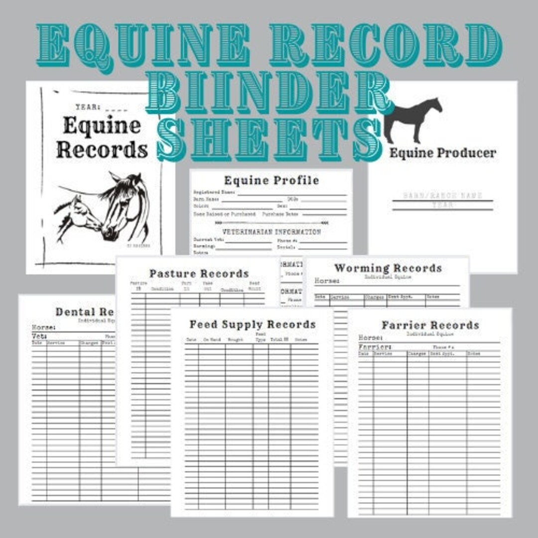 Equine Record Booklet Horse Booklet Health Pasture Farrier Vaccination Year Overlook Monthly Calendar Instant Download Printable Etsy