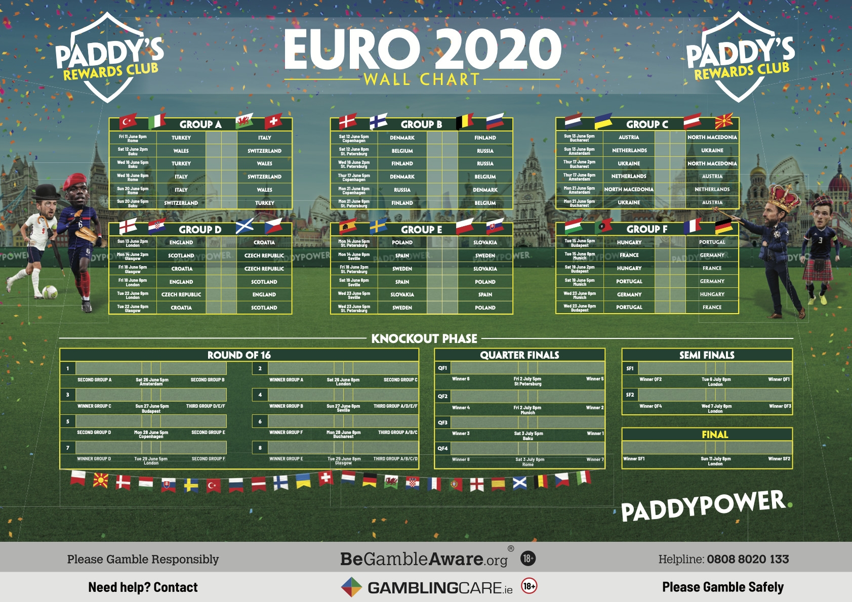 Euros Wall Chart Free Print At Home PDF With All The Fixtures Paddy Power News