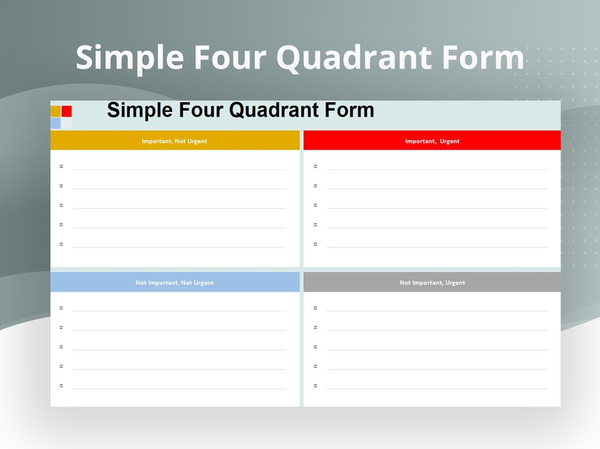EXCEL Of Simple Four Quadrant Form xlsx WPS Free Templates