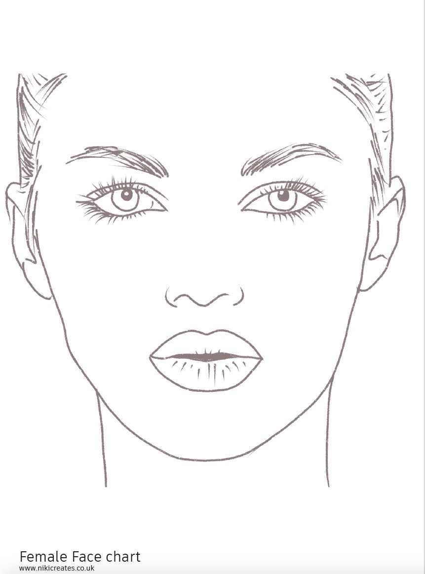 Face Chart Blank A4 Digital Etsy Face Chart Blank A4 Digital Etsy