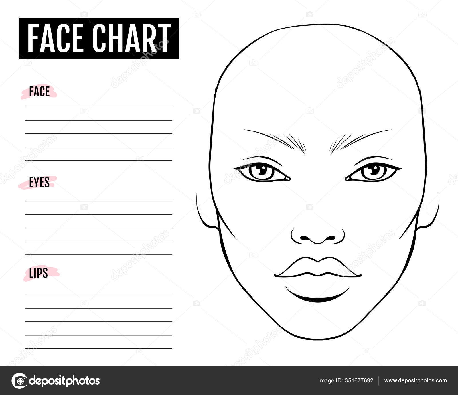 Face Chart Blank Makeup Artist Vector Template Stock Vector By YanaLesiuk 351677692 Face Chart Blank Makeup Artist Vector Template Stock Vector By YanaLesiuk 351677692