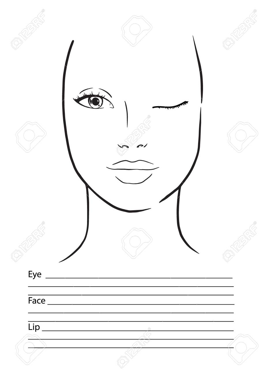 Face Chart Makeup Artist Blank Template Vector Illustration Face Chart Makeup Artist Blank Template Vector Illustration