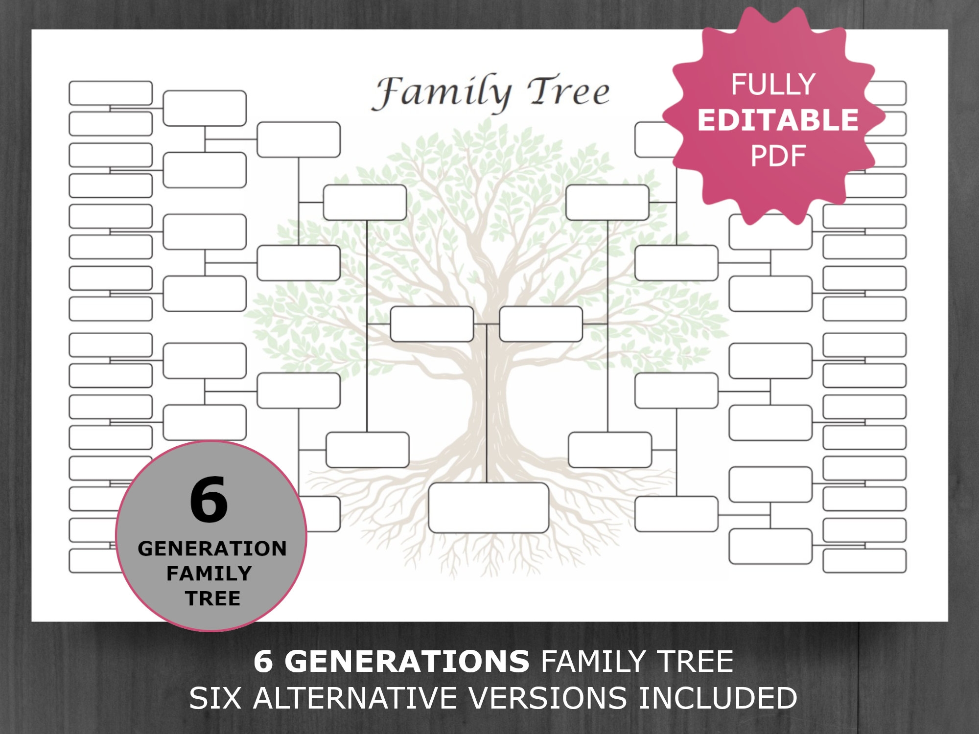 Family Tree Chart 6 Generations Printable And Editable Family Tree Template Digital Ancestor pedigree Chart Ancestral Genealogy Template Etsy Australia