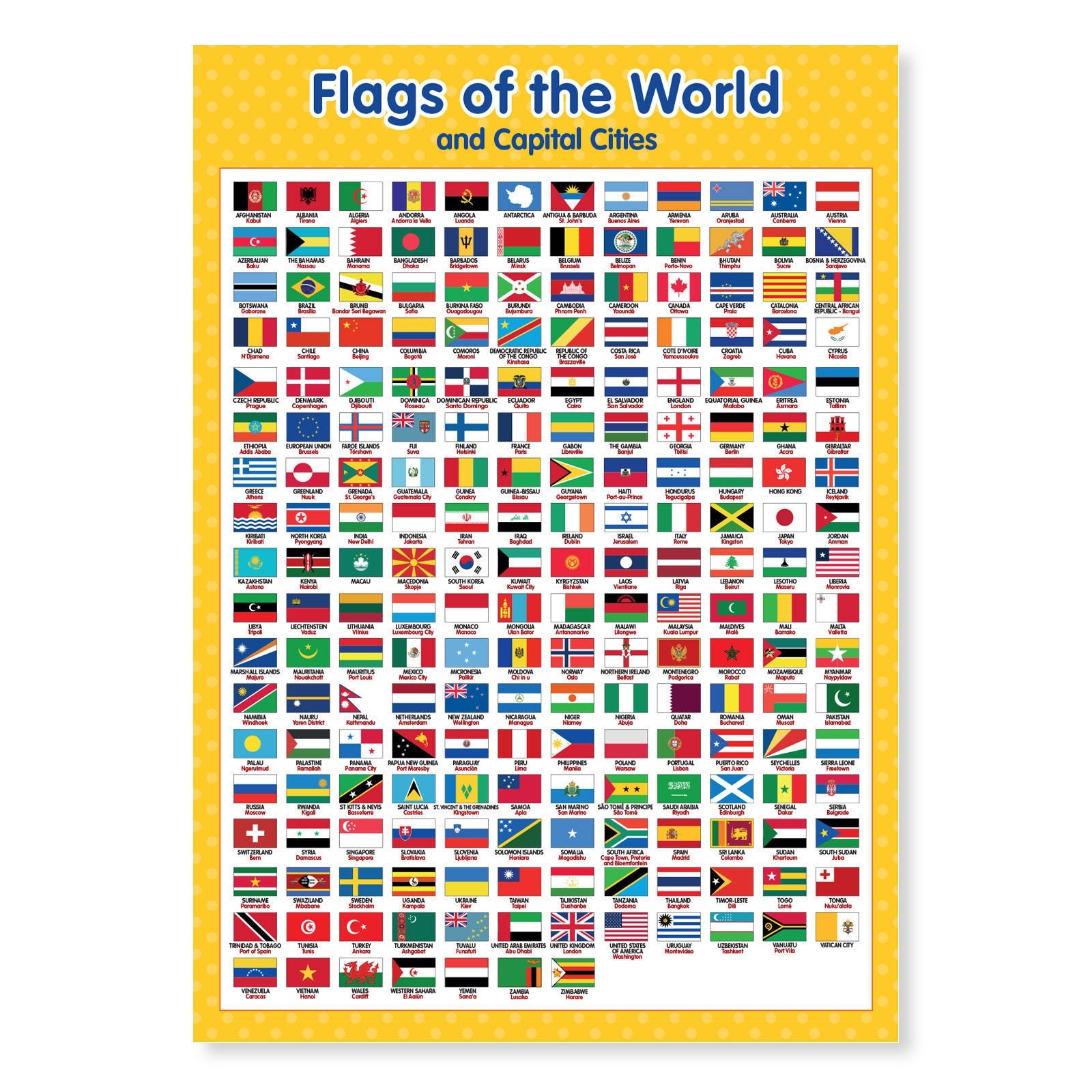 Flags Of The World Poster A4 Etsy