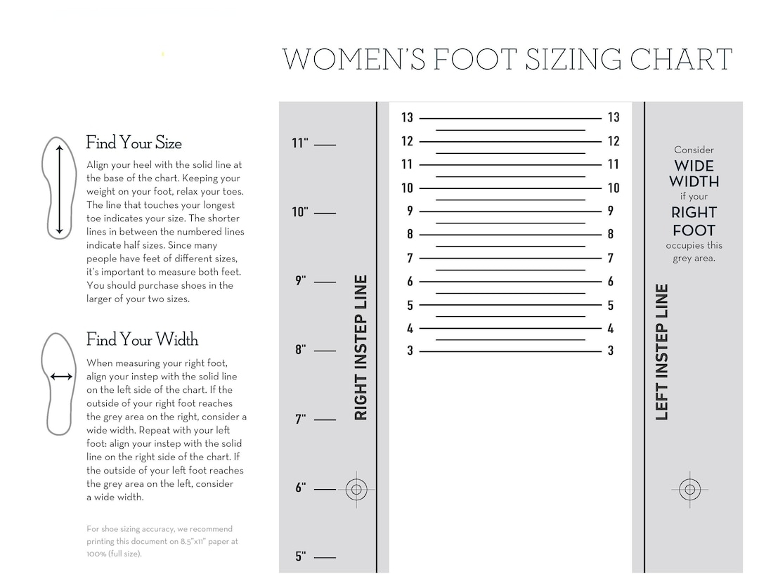 Foot Size Chart Women Men Kids Shoe Sizes digital Download Etsy Foot Size Chart Women Men Kids Shoe Sizes digital Download Etsy