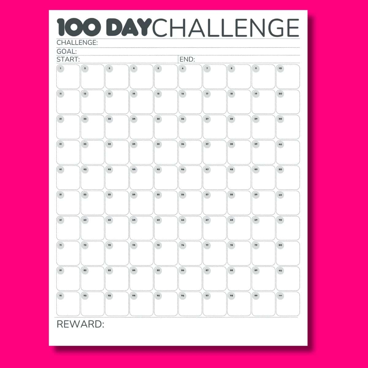 Free 100 Day Chart Printable