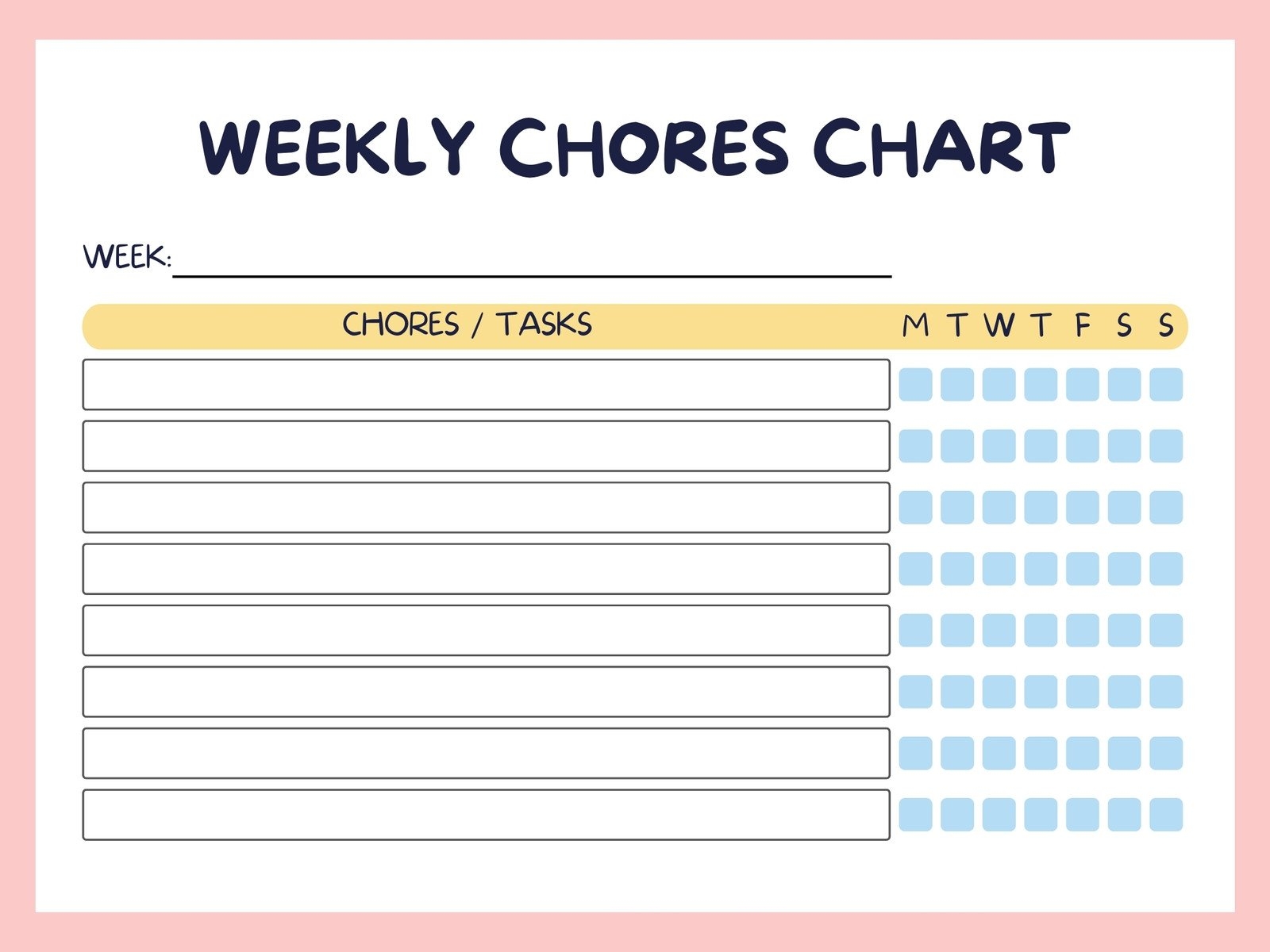 Printable Chore Chart For Teenager Printable Chore Chart For Teenager
