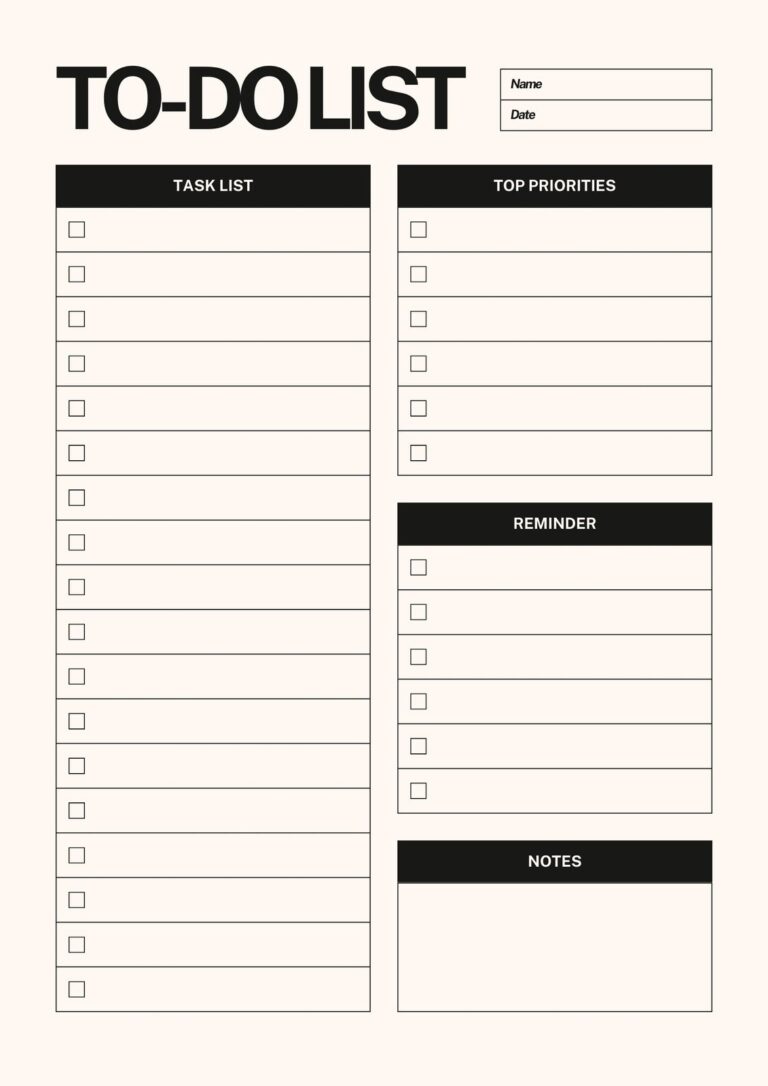 Free And Customizable To Do List Templates