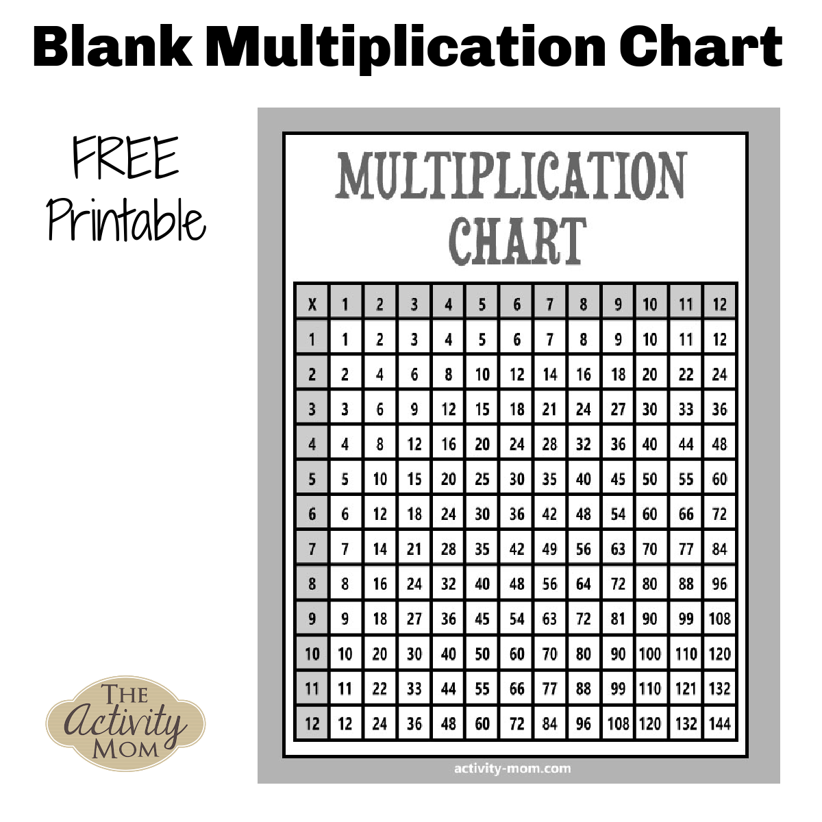 Multiplication Chart That Is Printable
