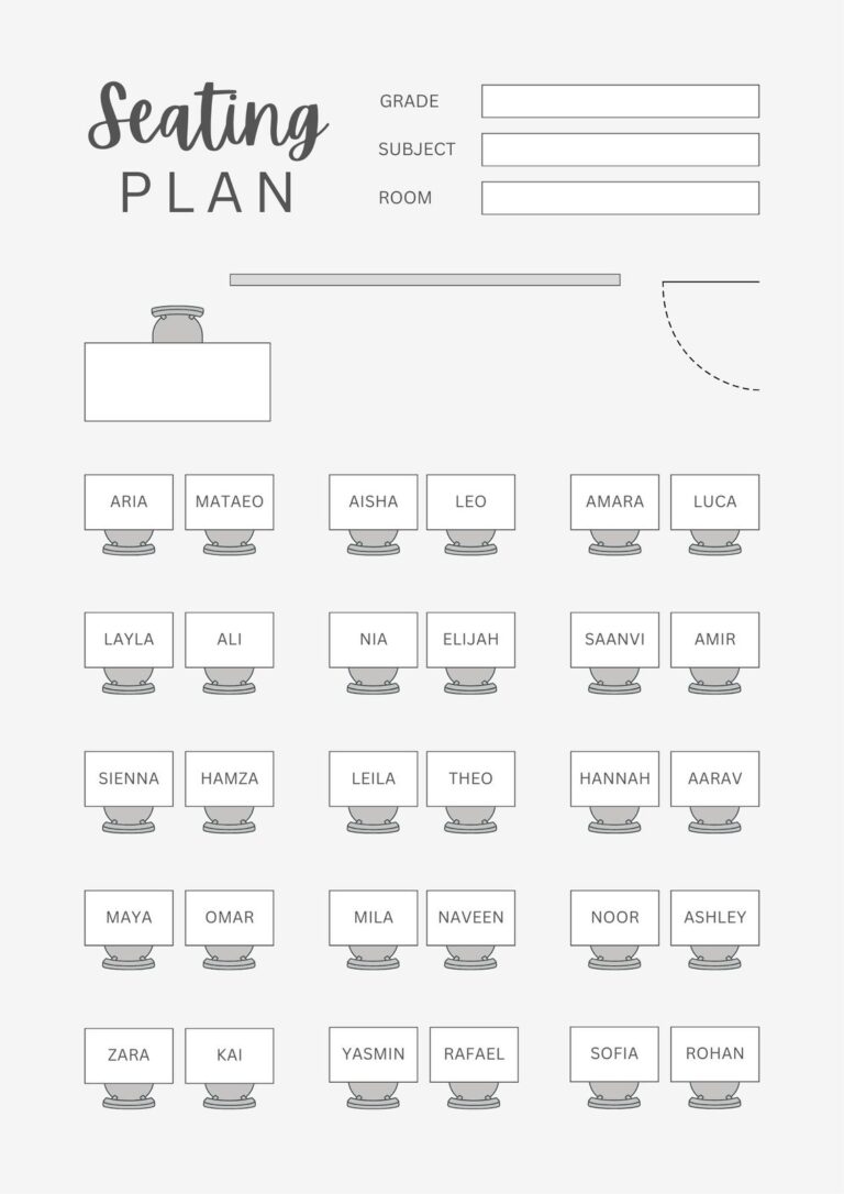 Free Custom Printable Seating Chart Templates Canva
