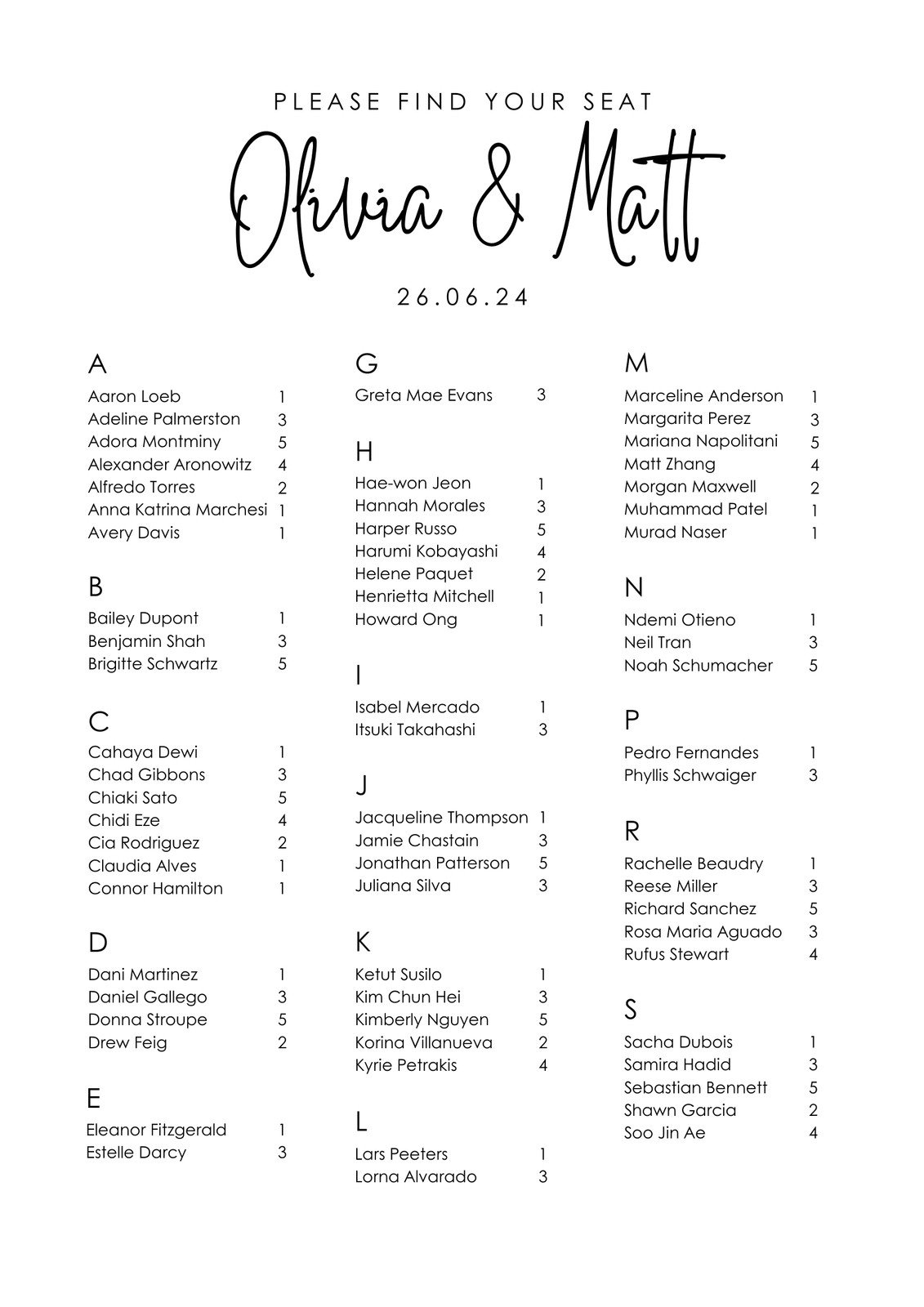 Free Custom Printable Wedding Seating Chart Templates Canva