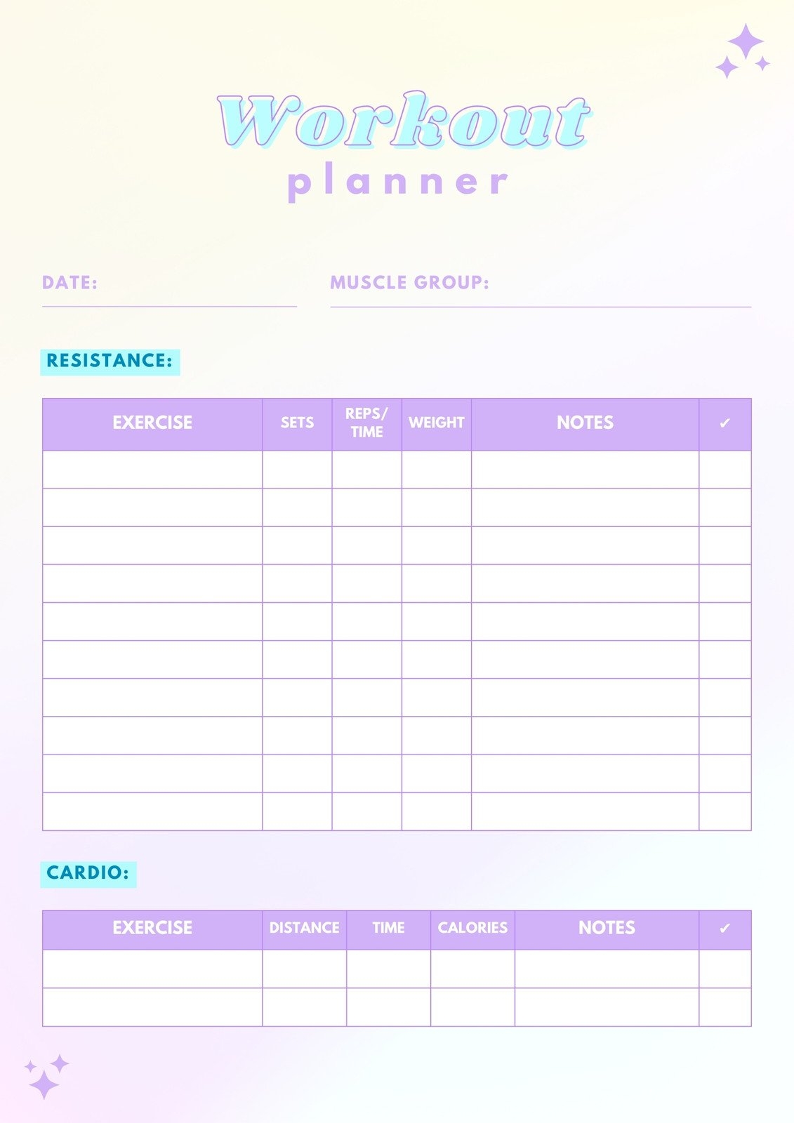 Free Custom Printable Workout Planner Templates Online Canva Free Custom Printable Workout Planner Templates Online Canva