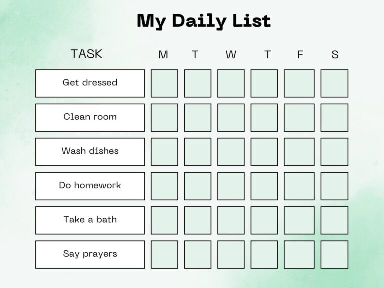 Free Customizable Chore Chart Templates To Print Canva