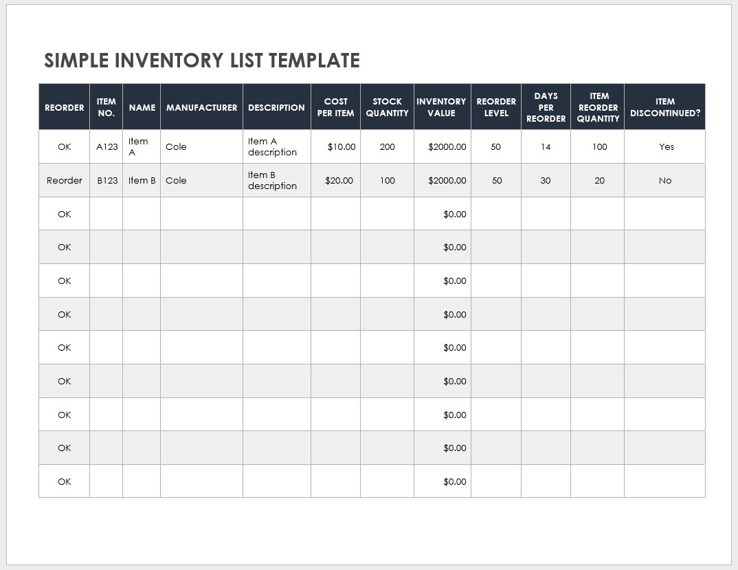 Free Inventory List Templates Smartsheet Free Inventory List Templates Smartsheet