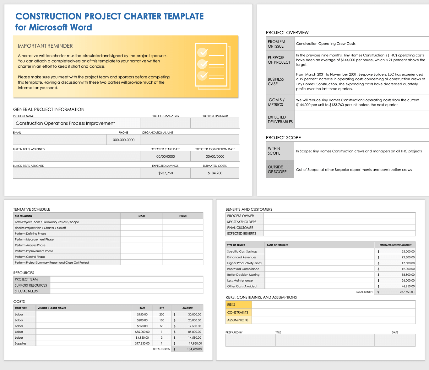 Free Microsoft Word Project Charter Templates Smartsheet