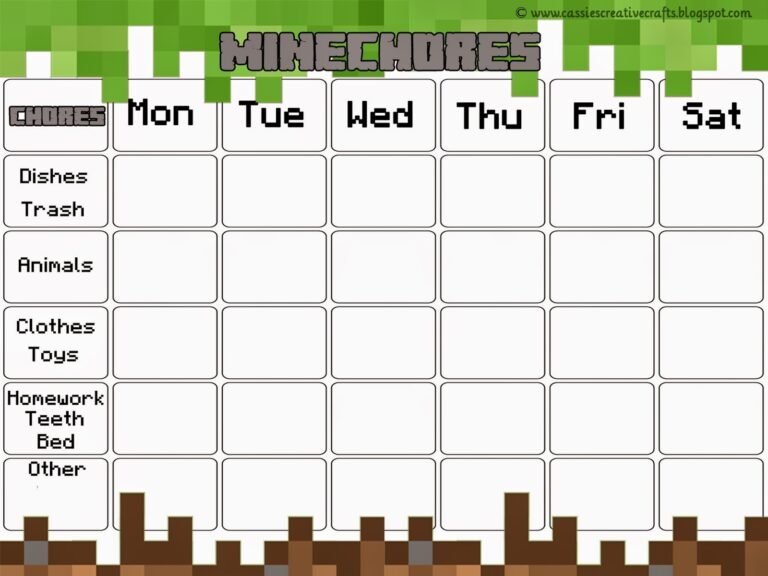Free Minecraft Chore Chart Award System With Printables