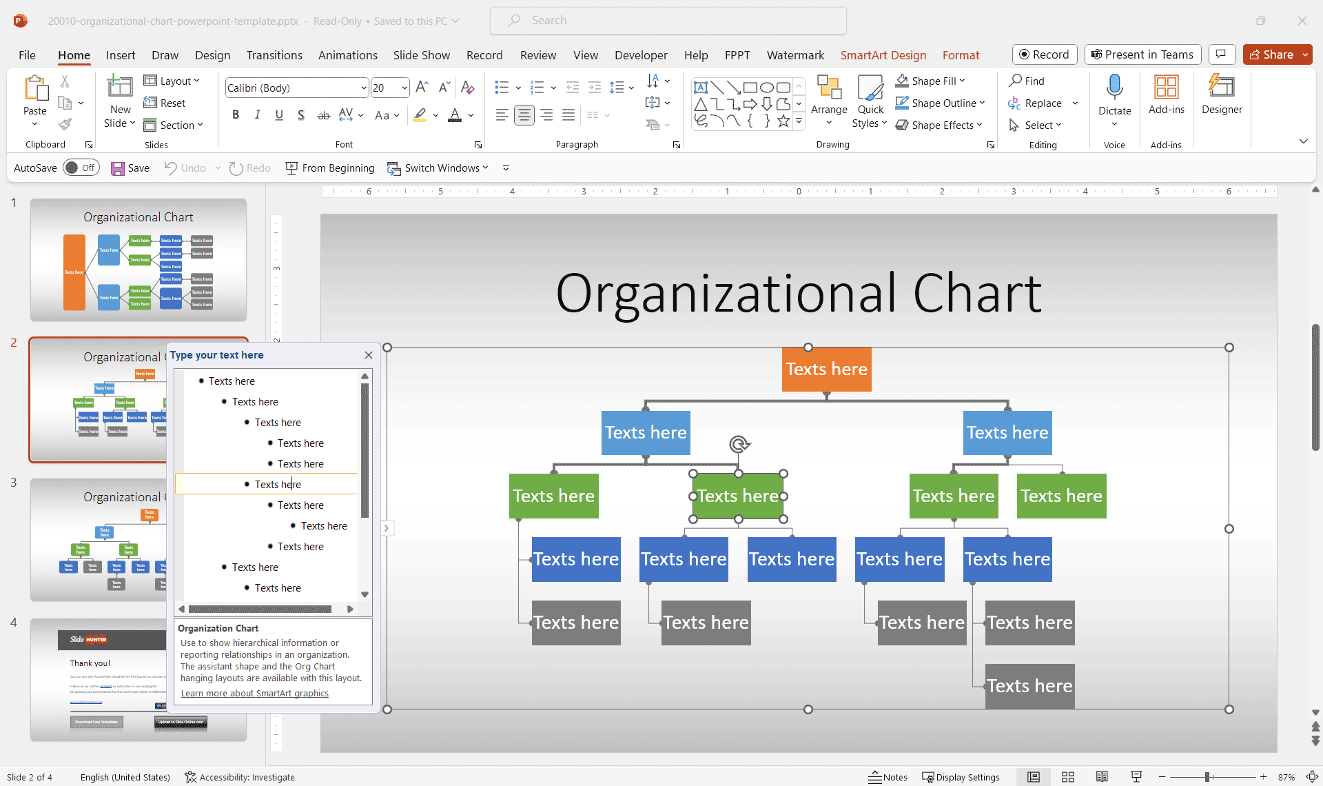 Free Org Chart PowerPoint Template U0026 Presentation Slide