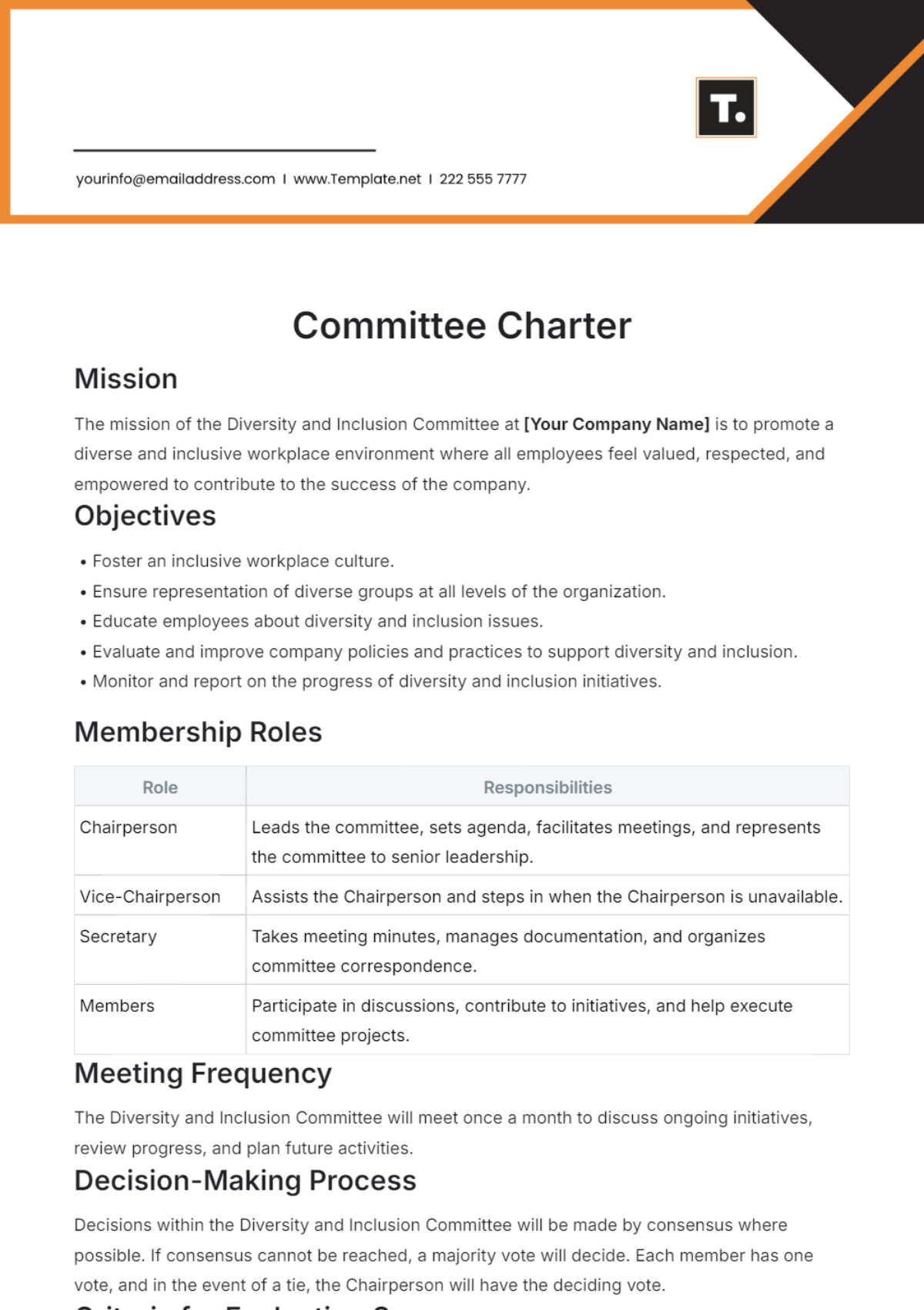 Hoa Committee Charter Template