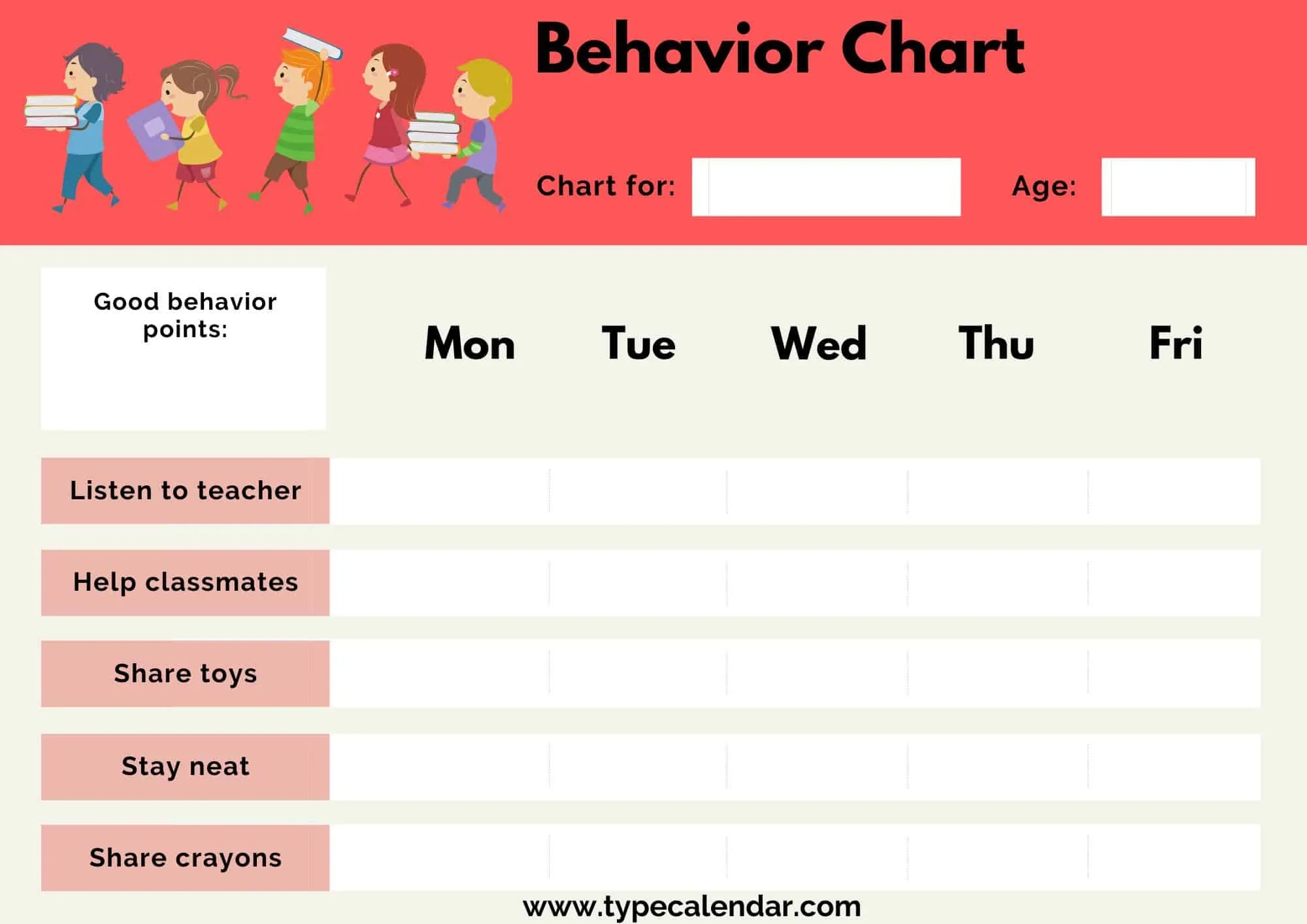 Free Printable Behavior Chart Templates PDF Word Excel Free Printable Behavior Chart Templates PDF Word Excel