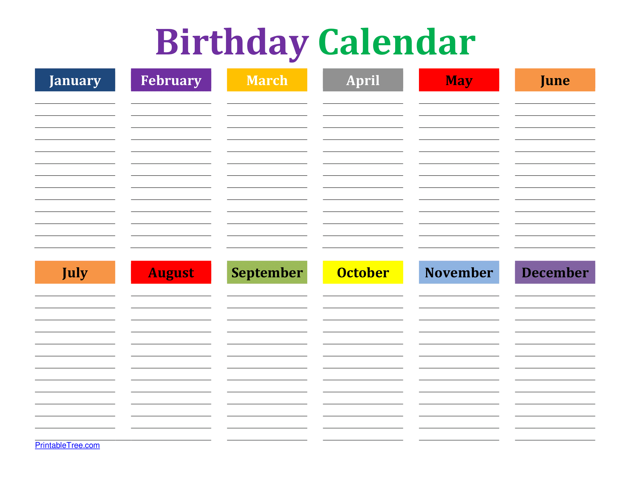 Birthday Chart Template