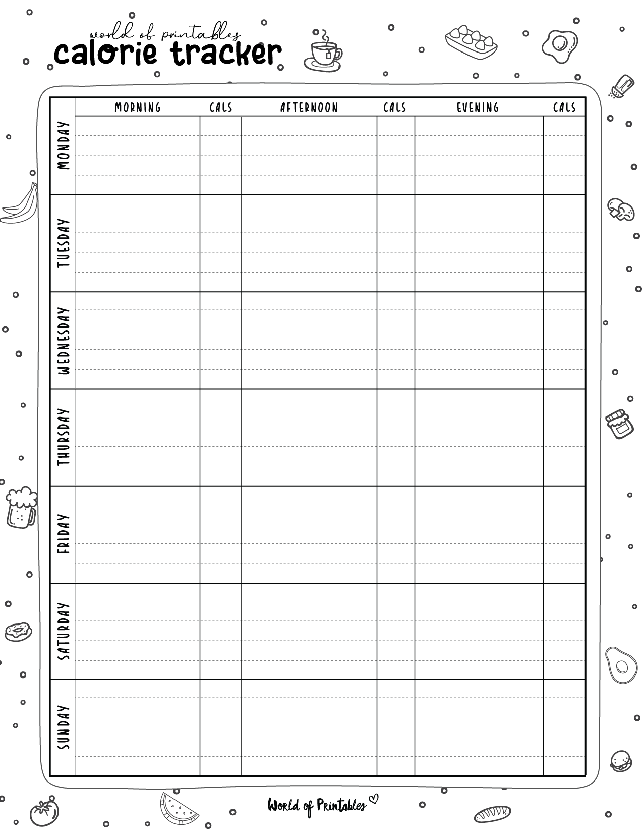 Free Printable Calorie Tracker World Of Printables