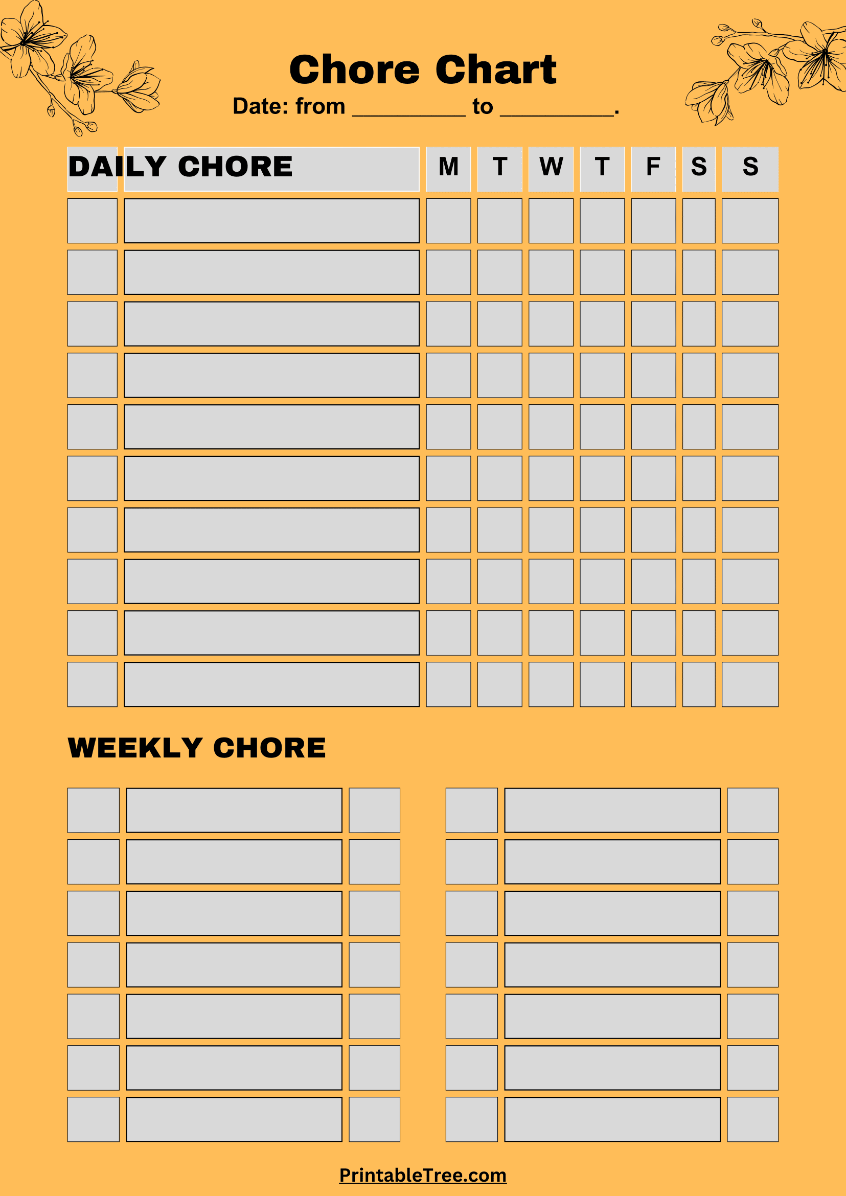 Free Printable Chore Chart PDF Template For Kids Free Printable Chore Chart PDF Template For Kids