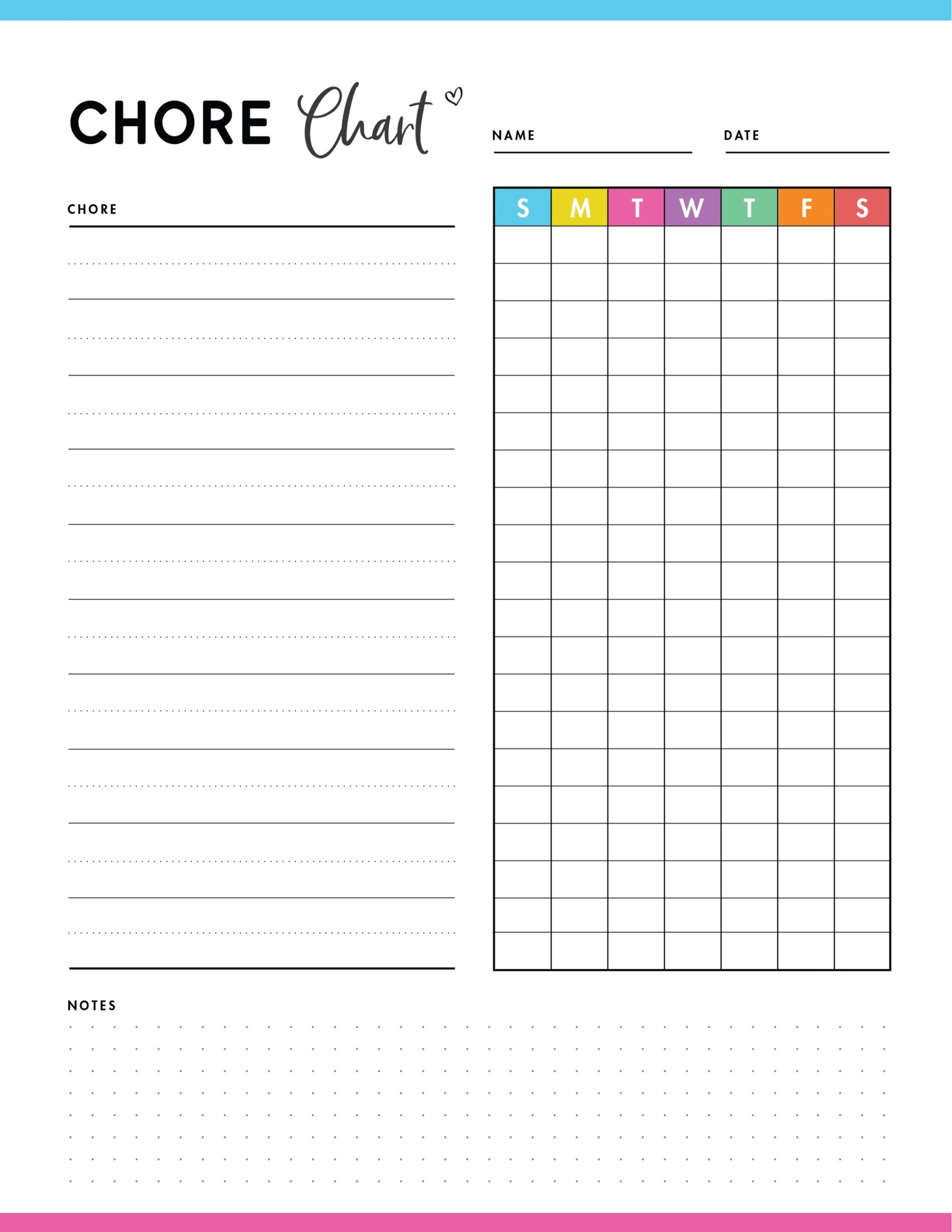 Free Printable Chore Charts For Kids Over 30 Fun Designs World Of Printables
